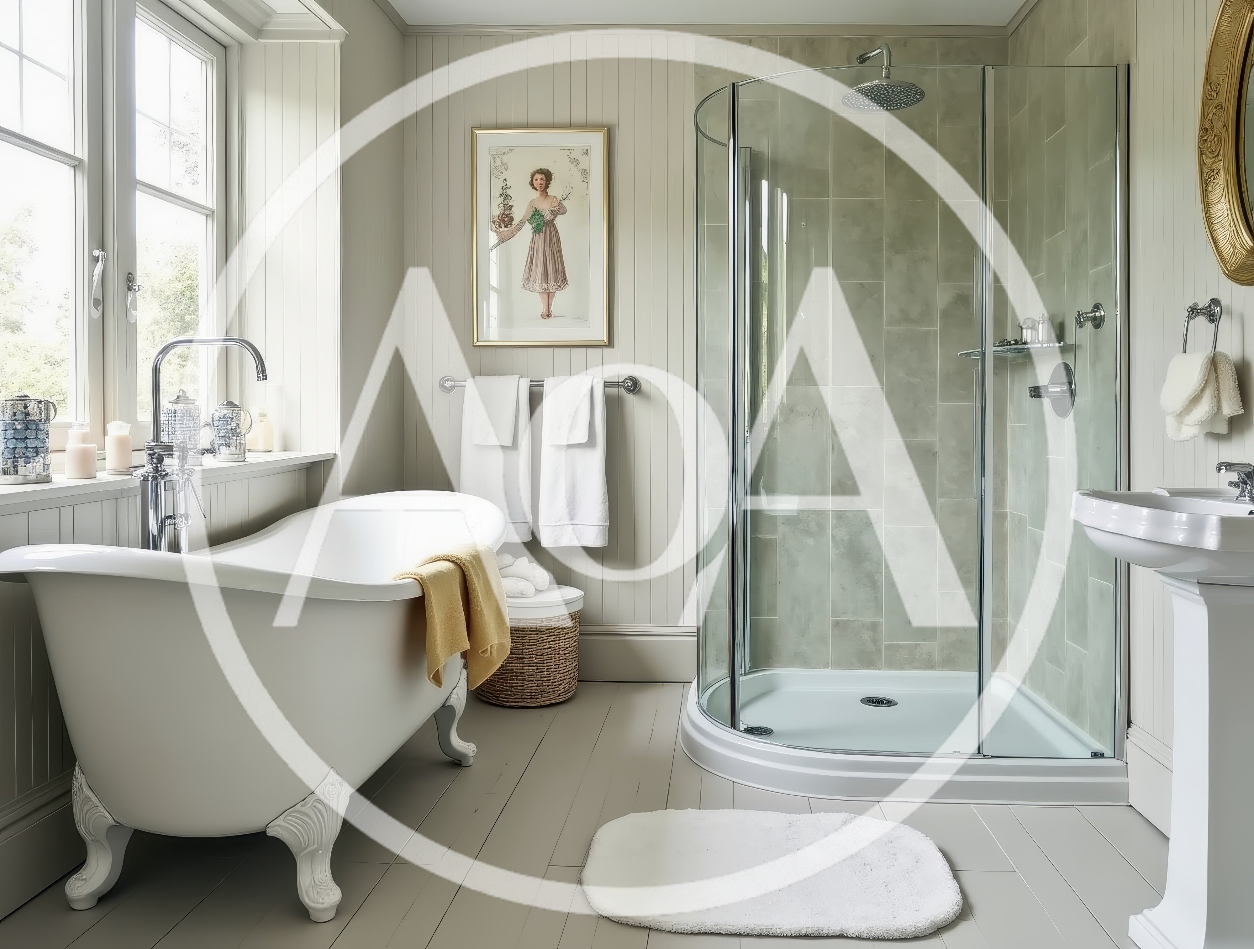 Elegant Traditional Bathroom With Clawfoot Tub And Shower