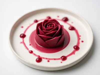 Gourmet Rose Shaped Beetroot Dessert On A Plate
