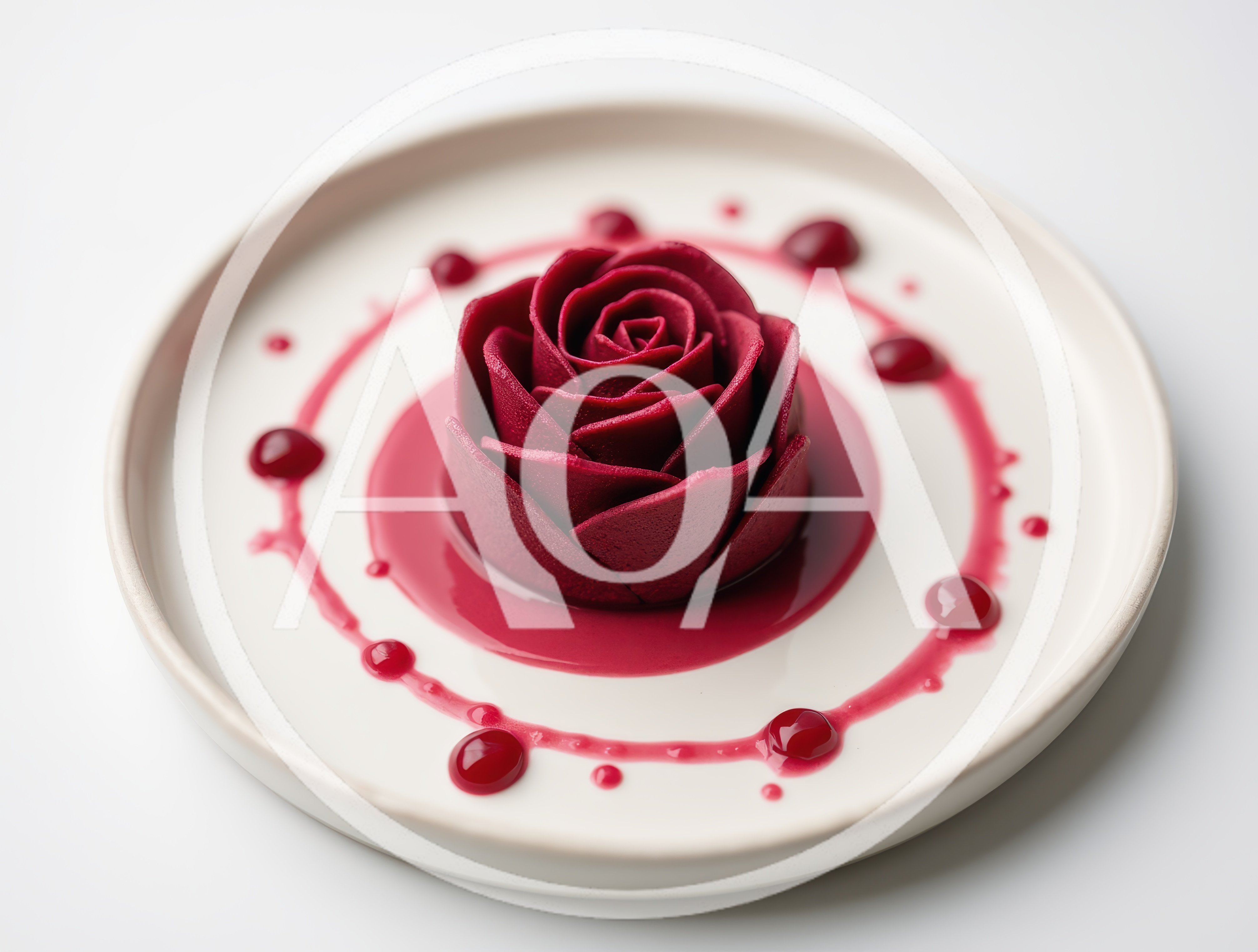 Gourmet Rose Shaped Beetroot Dessert On A Plate