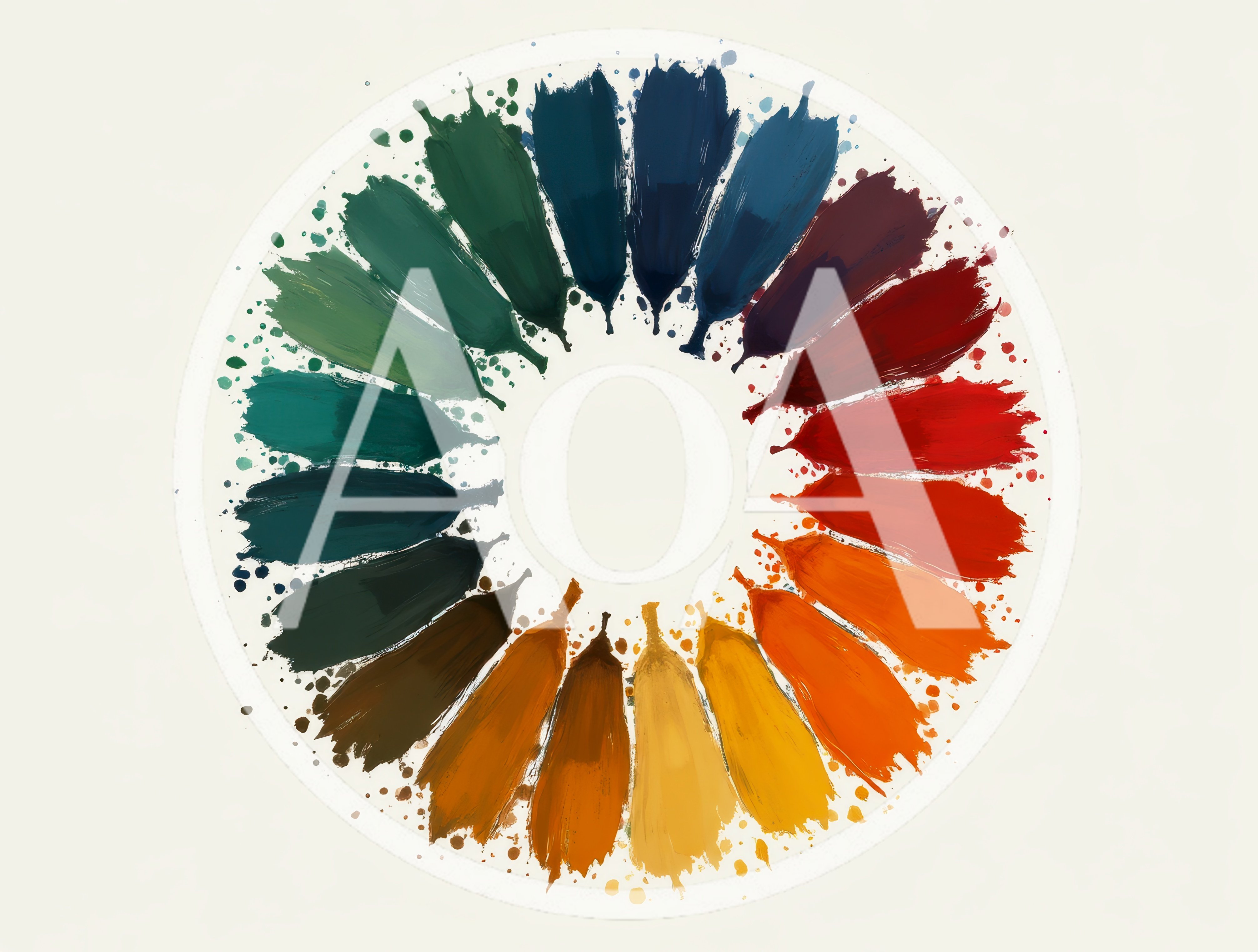 Circular Color Wheel Made Of Painted Brush Strokes