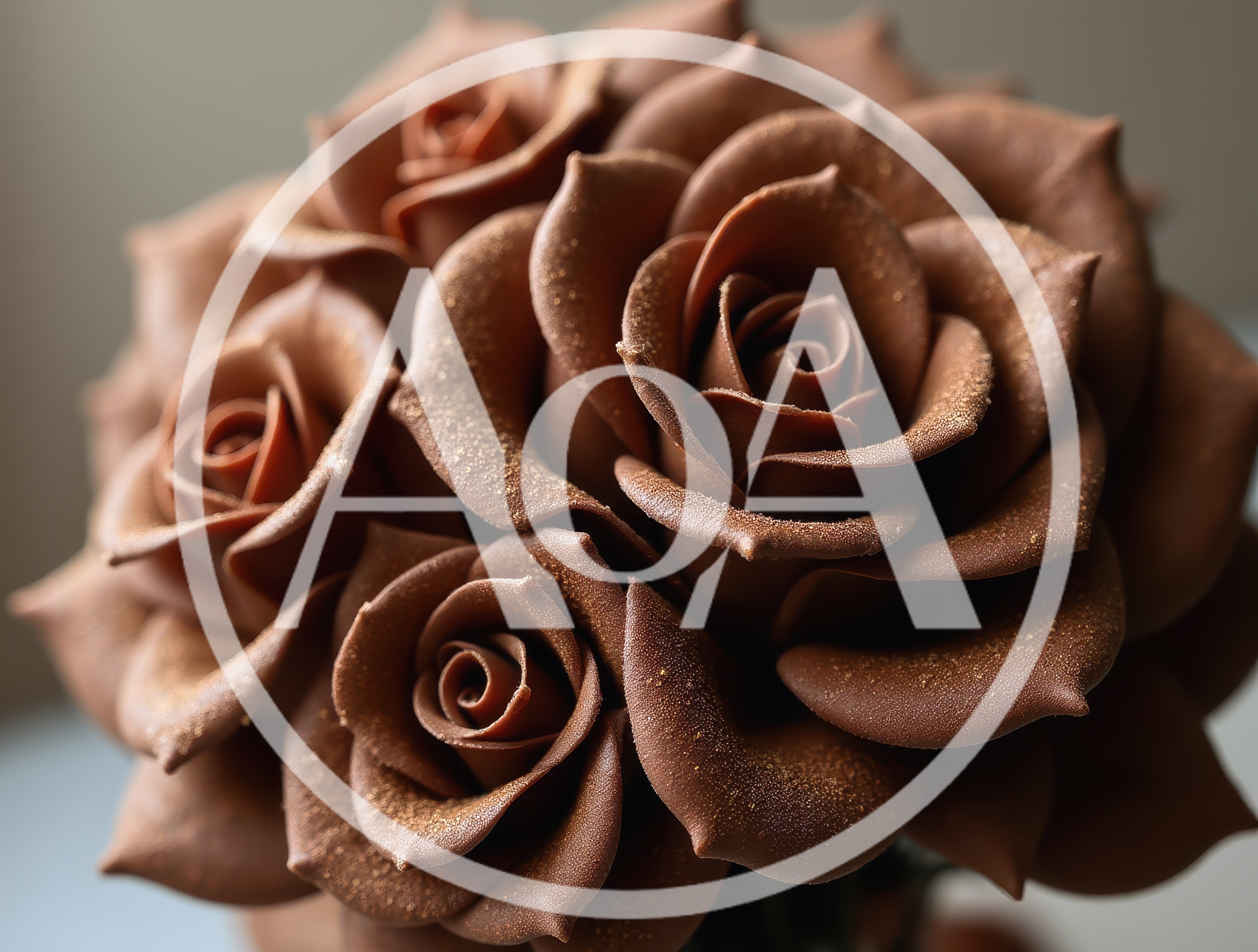 Close Up Of Sculpted Chocolate Rose Bouquet