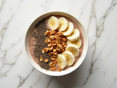 Healthy Smoothie Bowl With Banana Granola And Chia Seeds