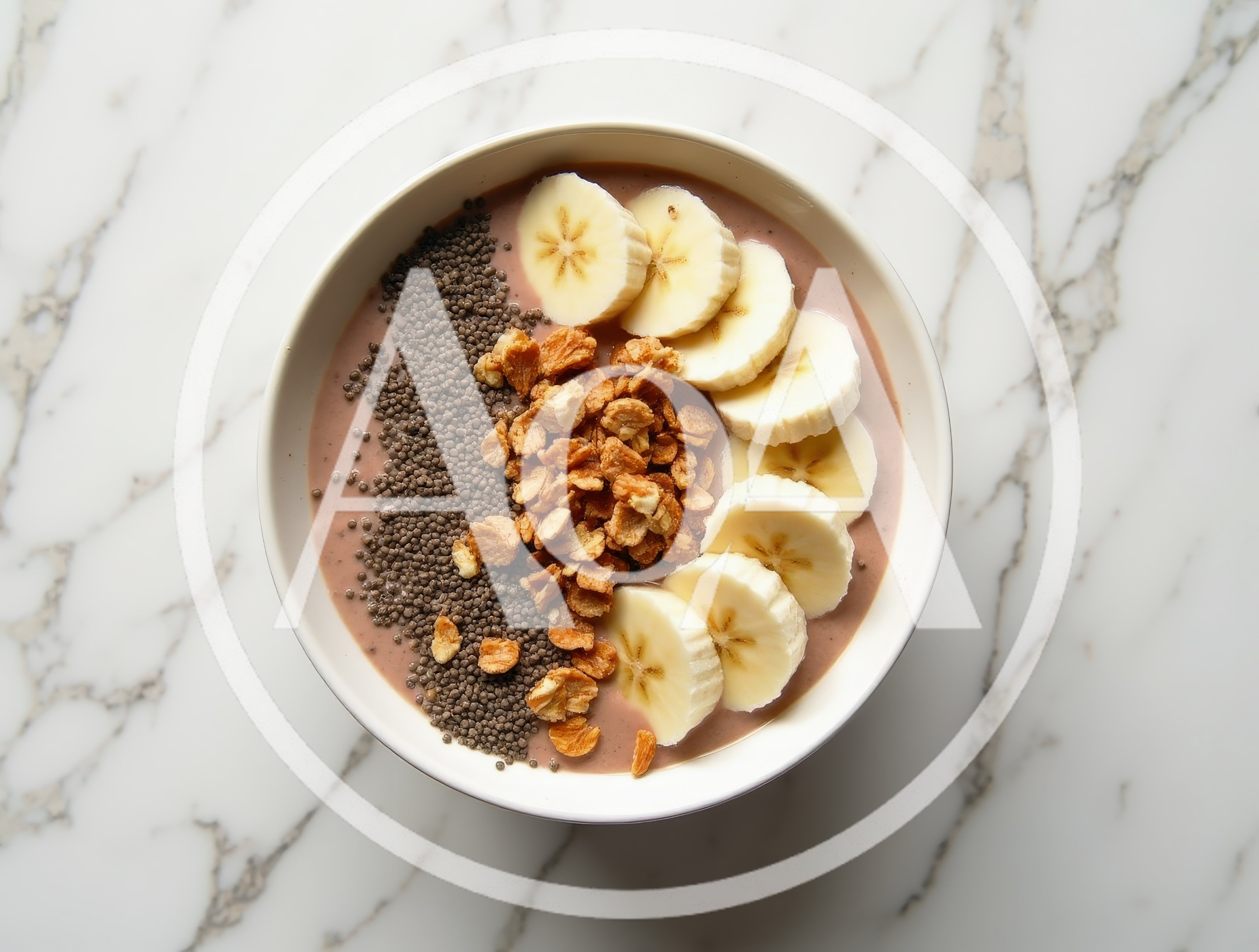Healthy Smoothie Bowl With Banana Granola And Chia Seeds
