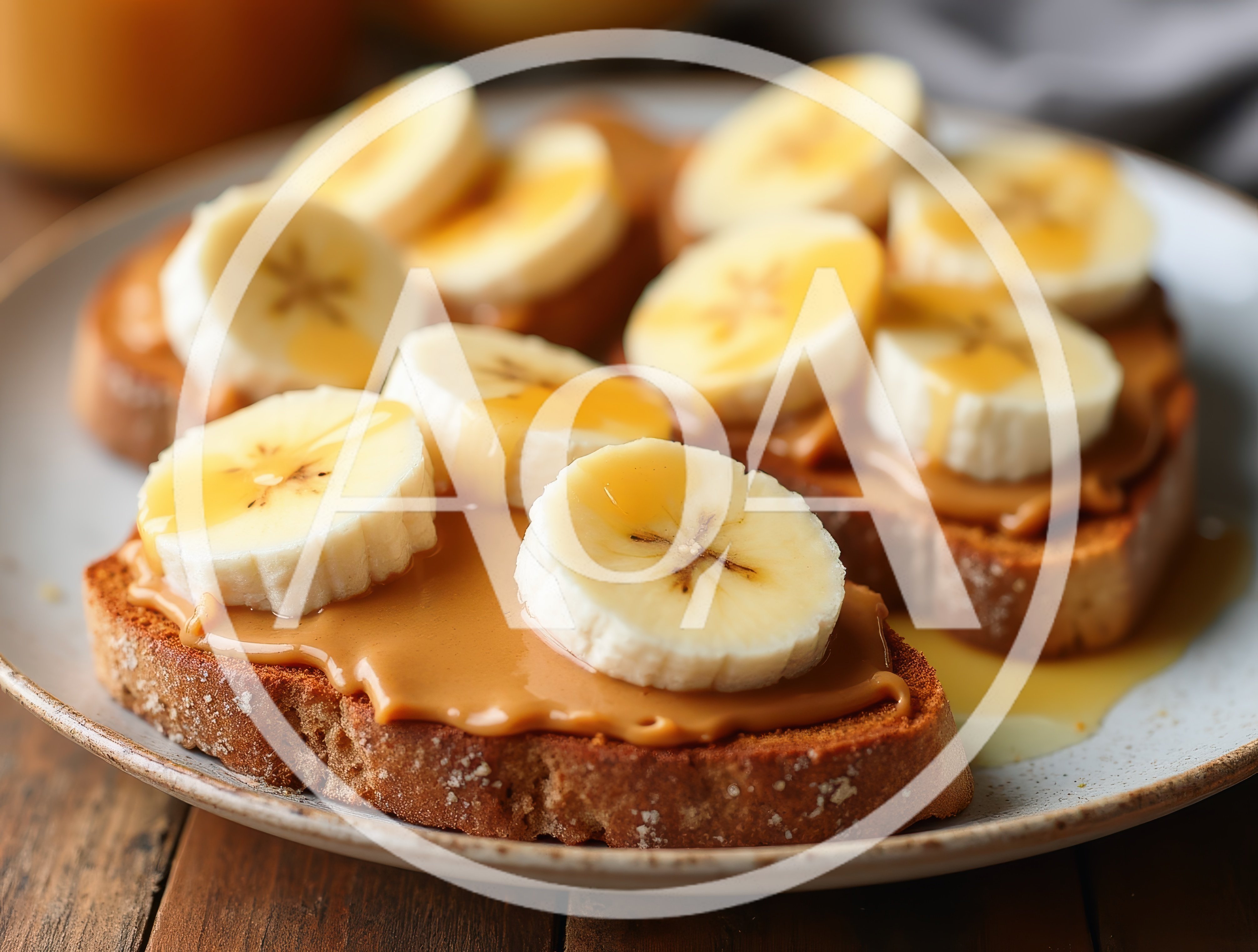 Peanut Butter And Banana Toast With Honey Drizzle