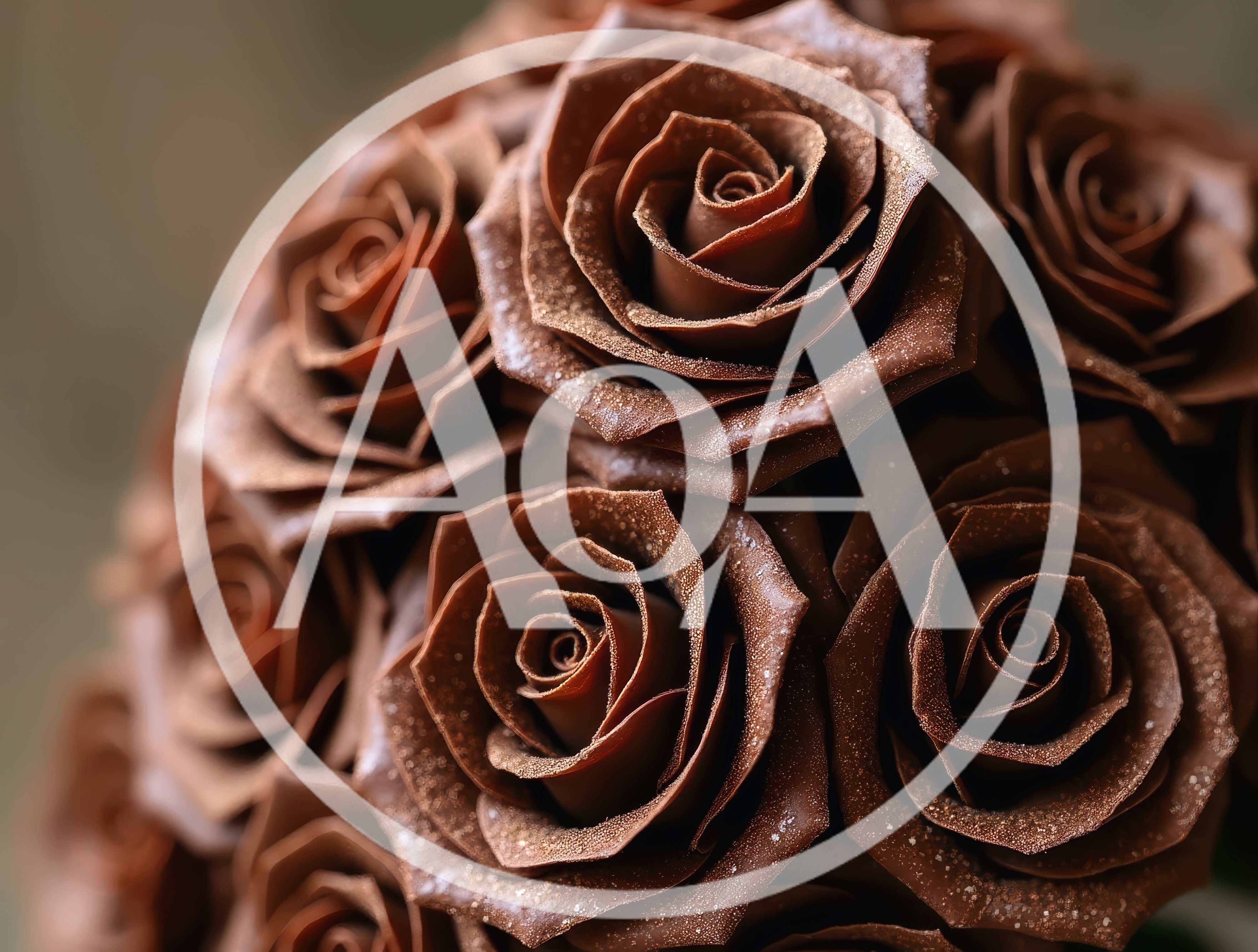 Close Up Of Sculpted Chocolate Rose Bouquet