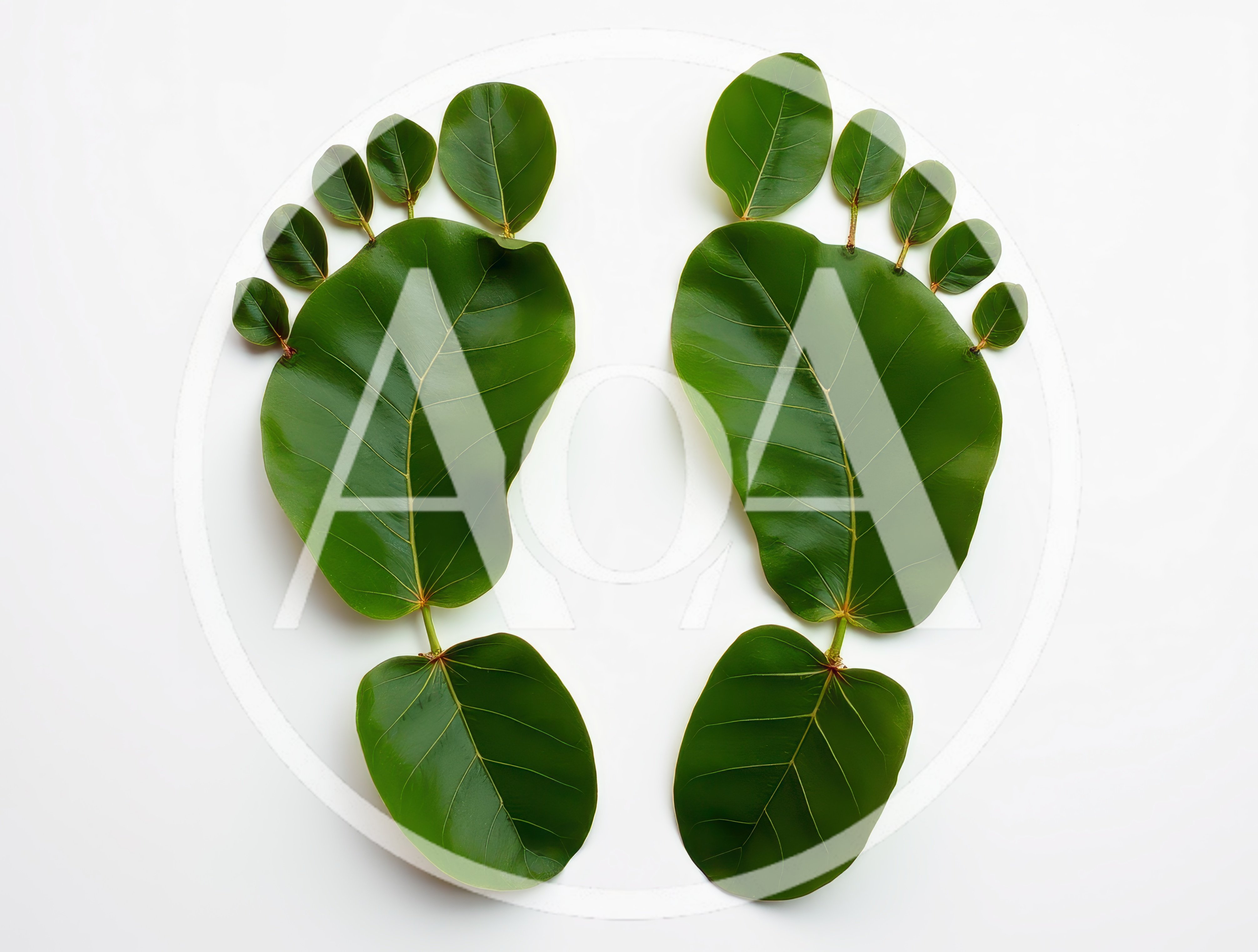 Two Footprints Made From Green Leaves