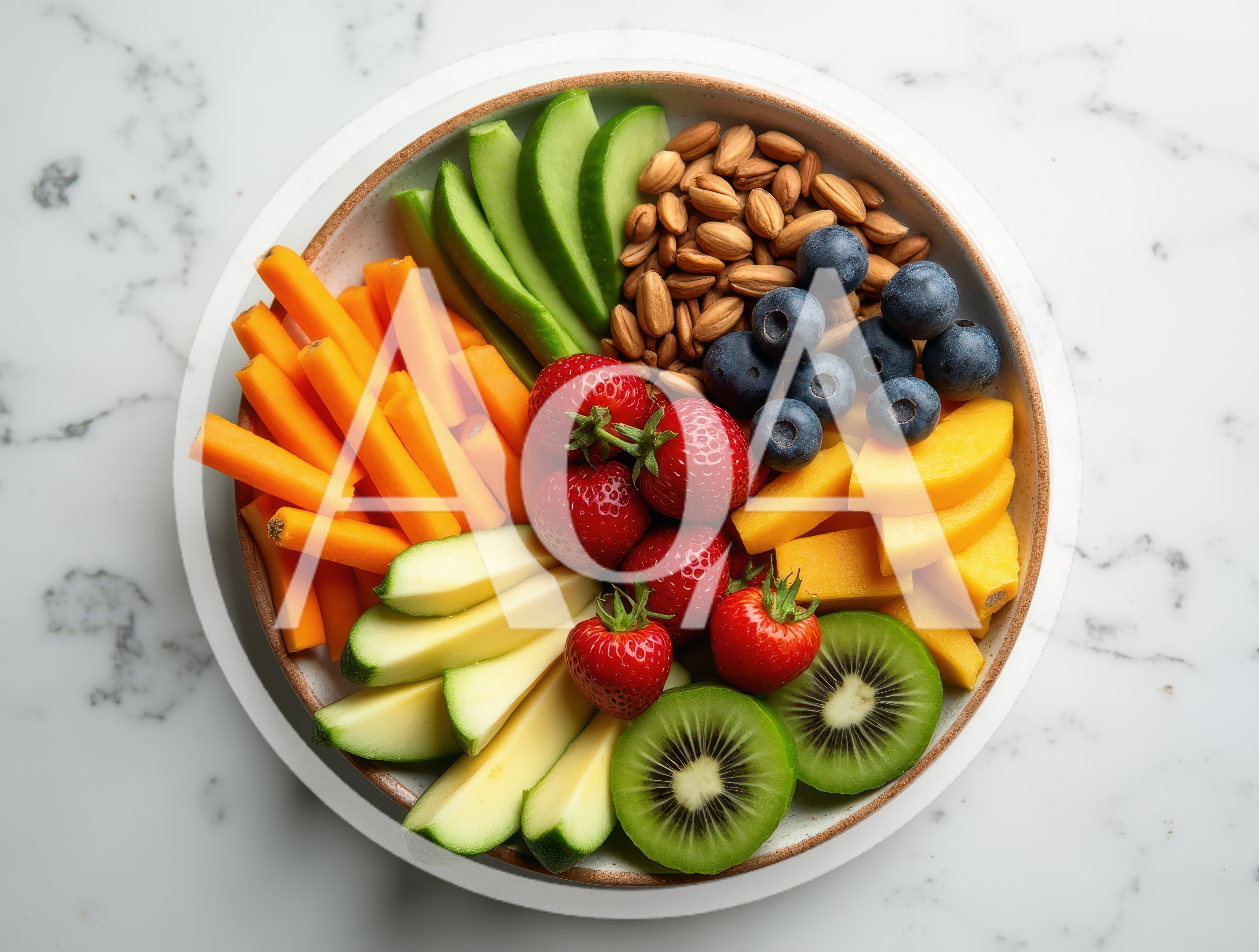 Healthy Snack Bowl With Fresh Fruits And Vegetables