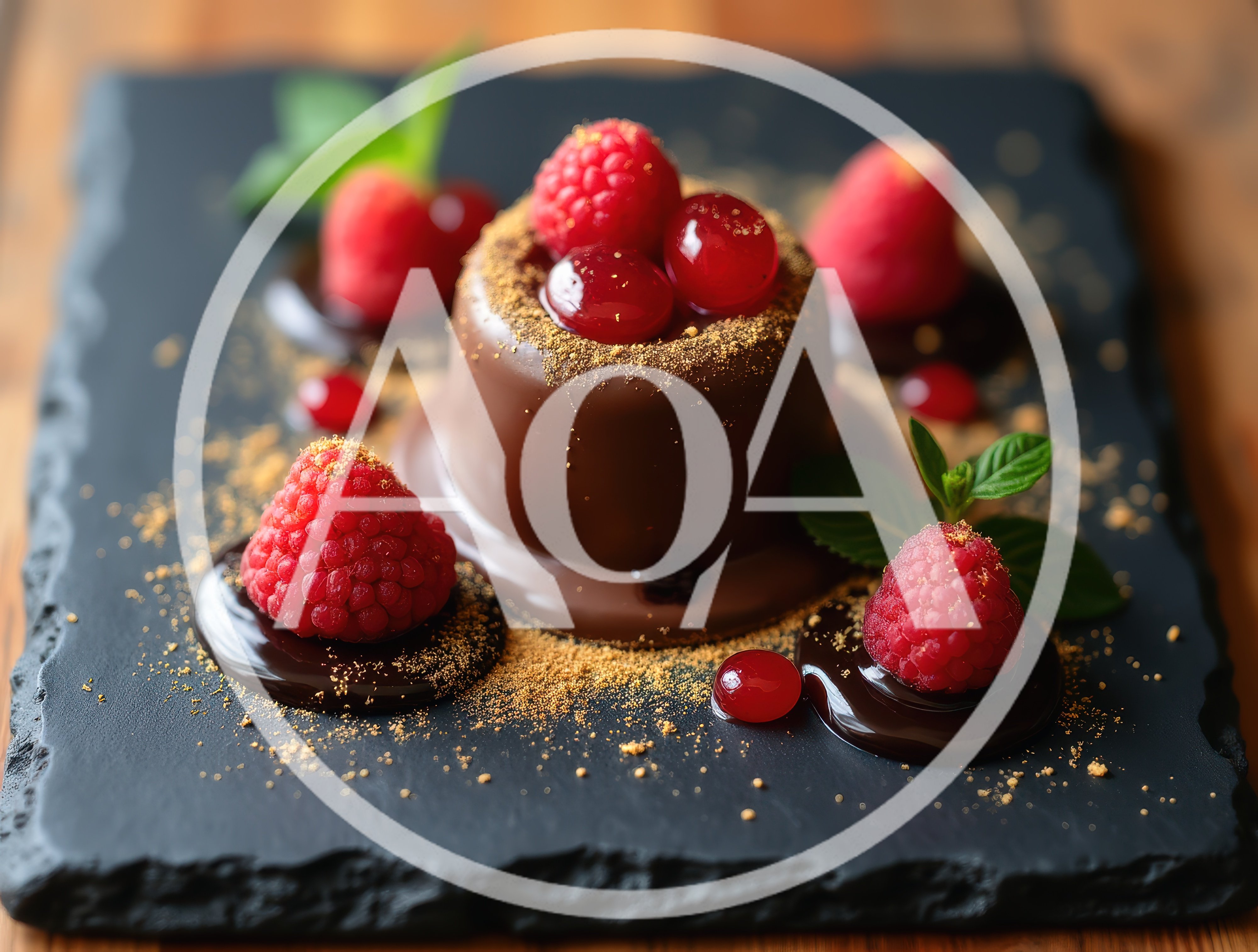 Gourmet Chocolate Dessert With Fresh Raspberries