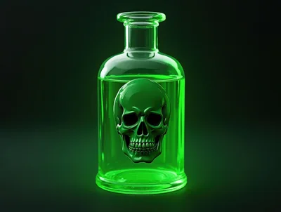 Green Poison Bottle With Skull Icon