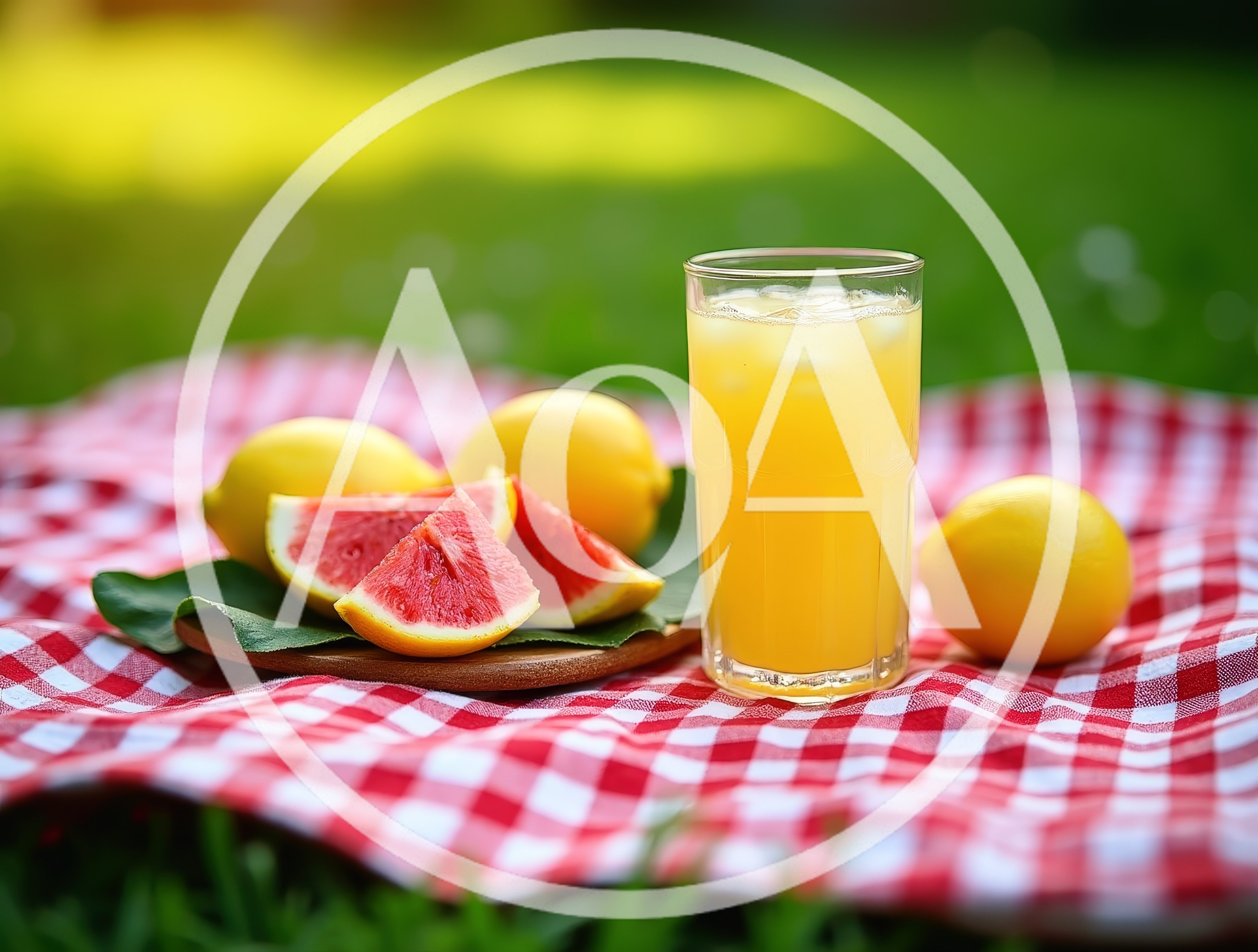 Refreshing Lemonade and Watermelon Slices on Picnic Blanket