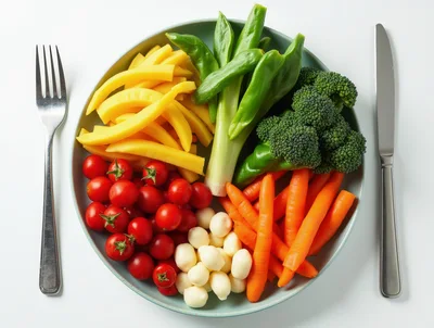 Healthy Vegetable Platter With Fresh Produce On Plate