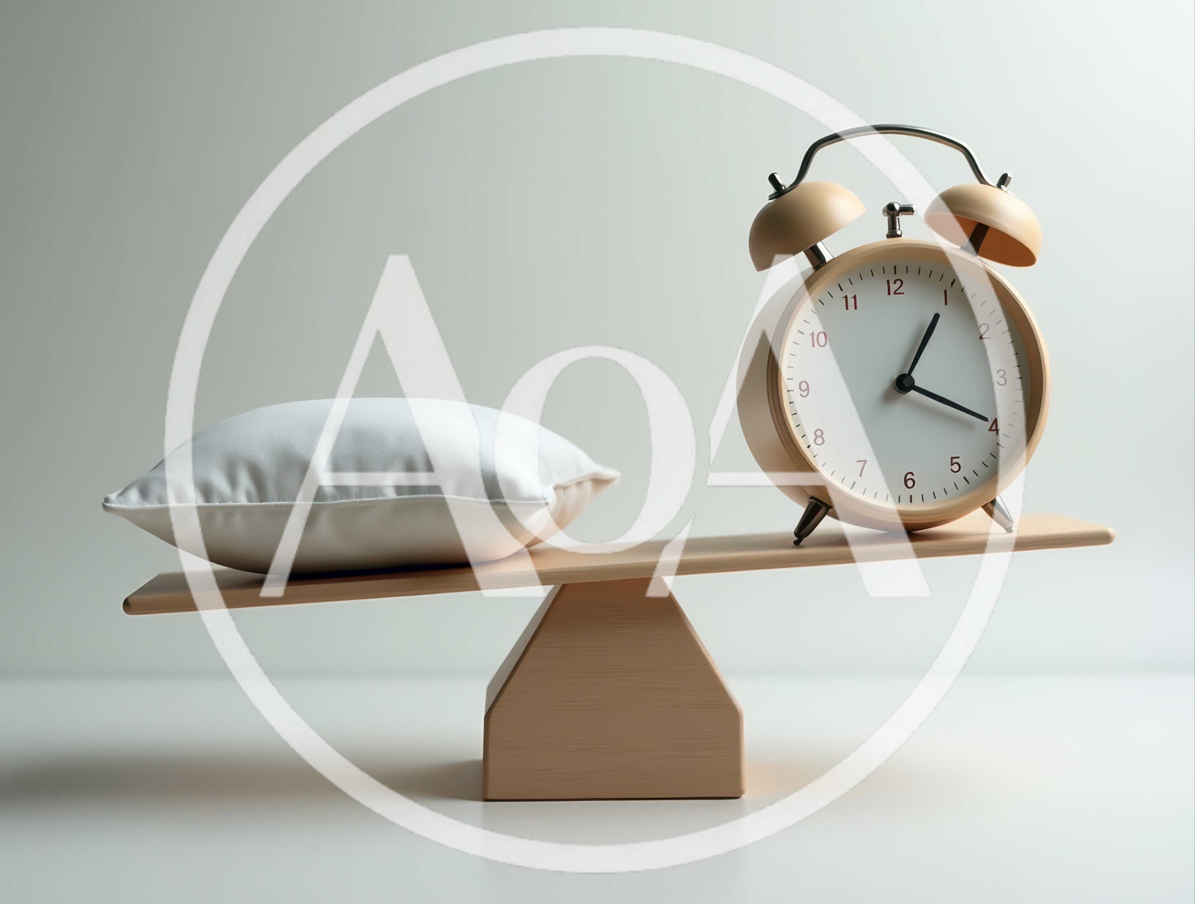 Pillow and Alarm Clock Balancing on a Wooden Seesaw