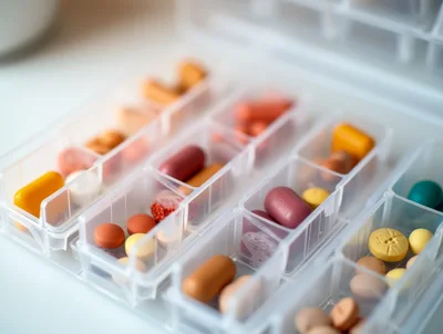 Daily Medication Organizer Filled With Assorted Pills