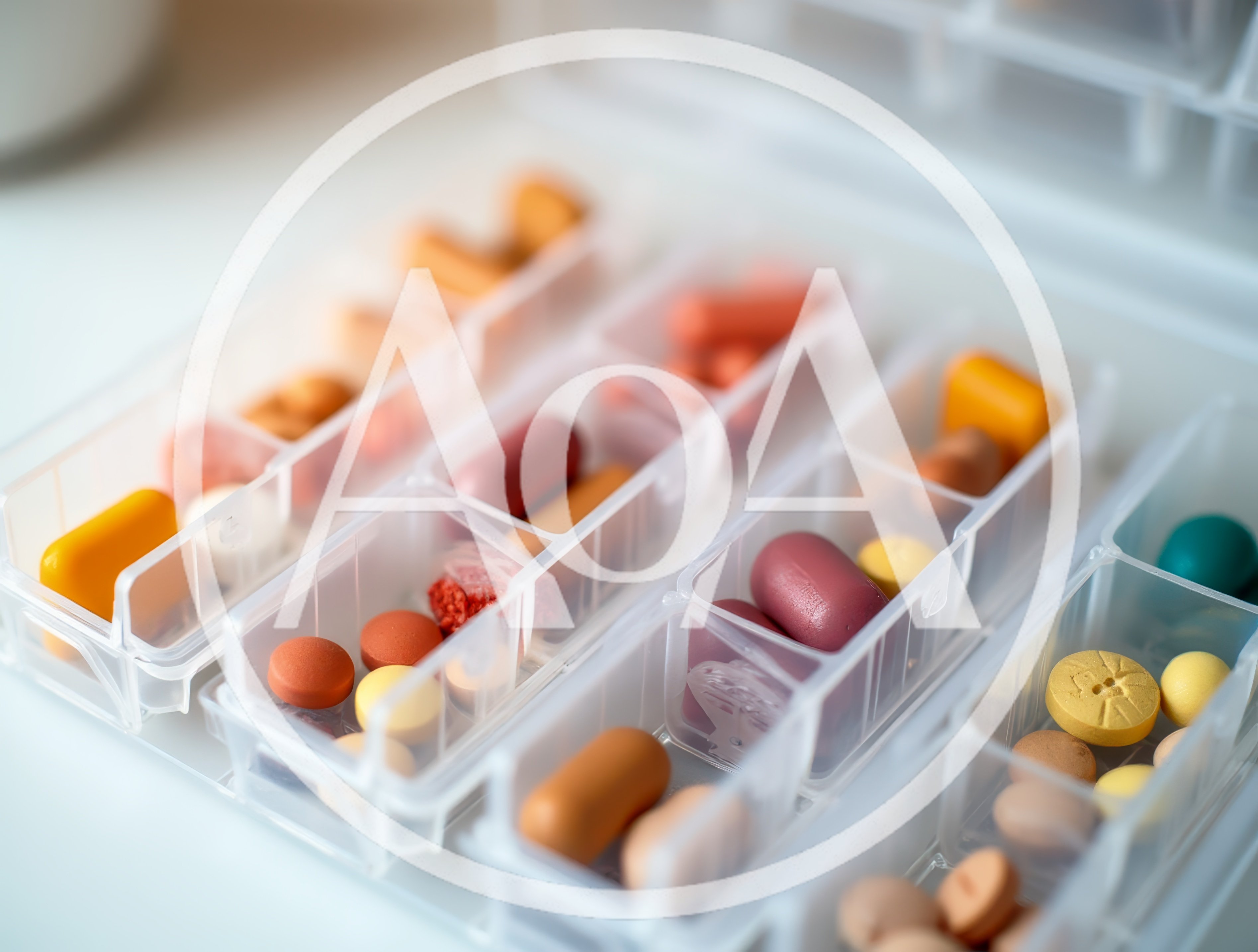 Daily Medication Organizer Filled With Assorted Pills