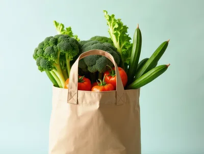 Reusable Grocery Bag Filled With Fresh Vegetables