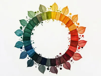 Watercolor Color Wheel With Leaf Illustrations