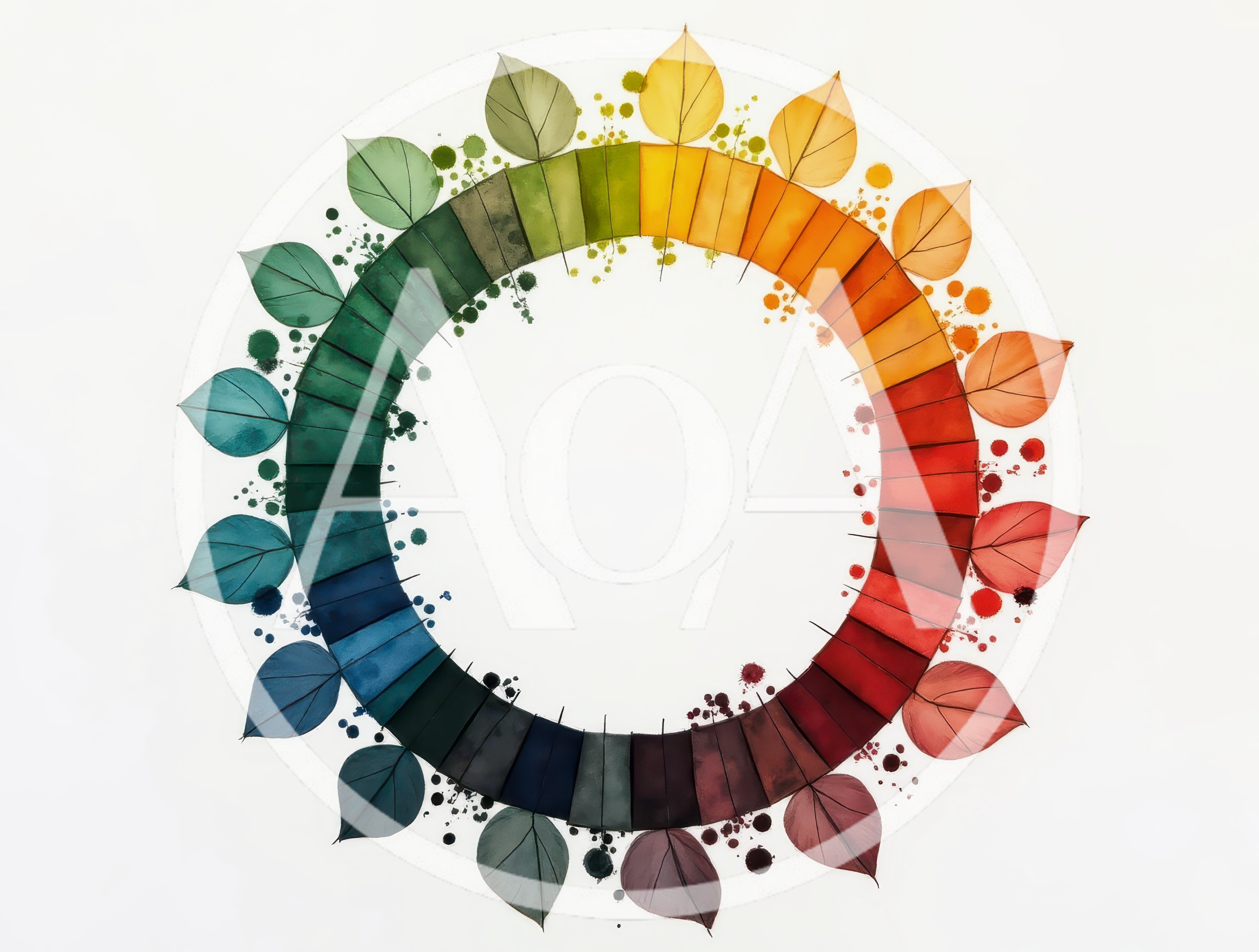 Watercolor Color Wheel With Leaf Illustrations