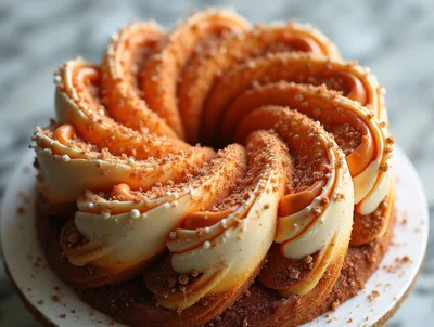 Gourmet Bundt Cake With Caramel And Cream Frosting