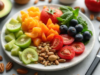 Healthy Fruit And Nut Salad Platter