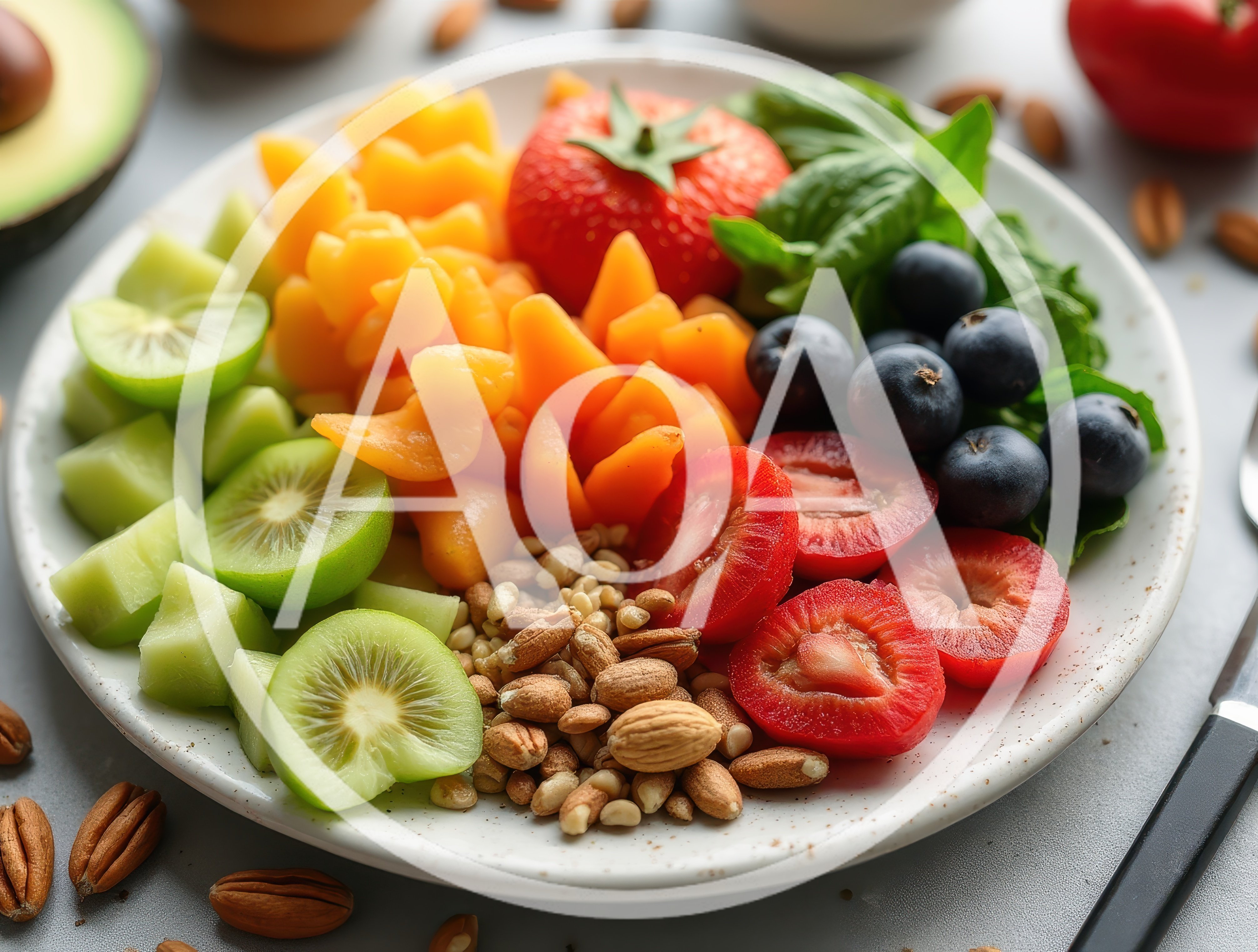 Healthy Fruit And Nut Salad Platter
