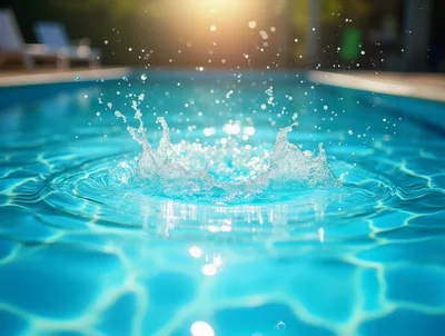 Water Splash In A Sunny Swimming Pool