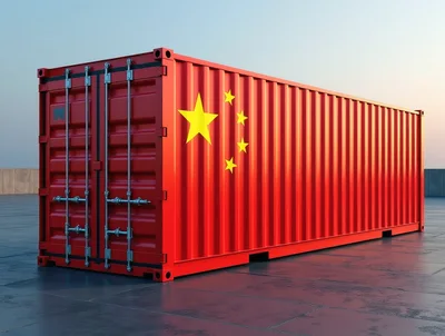 Shipping Container With Chinese Flag Design