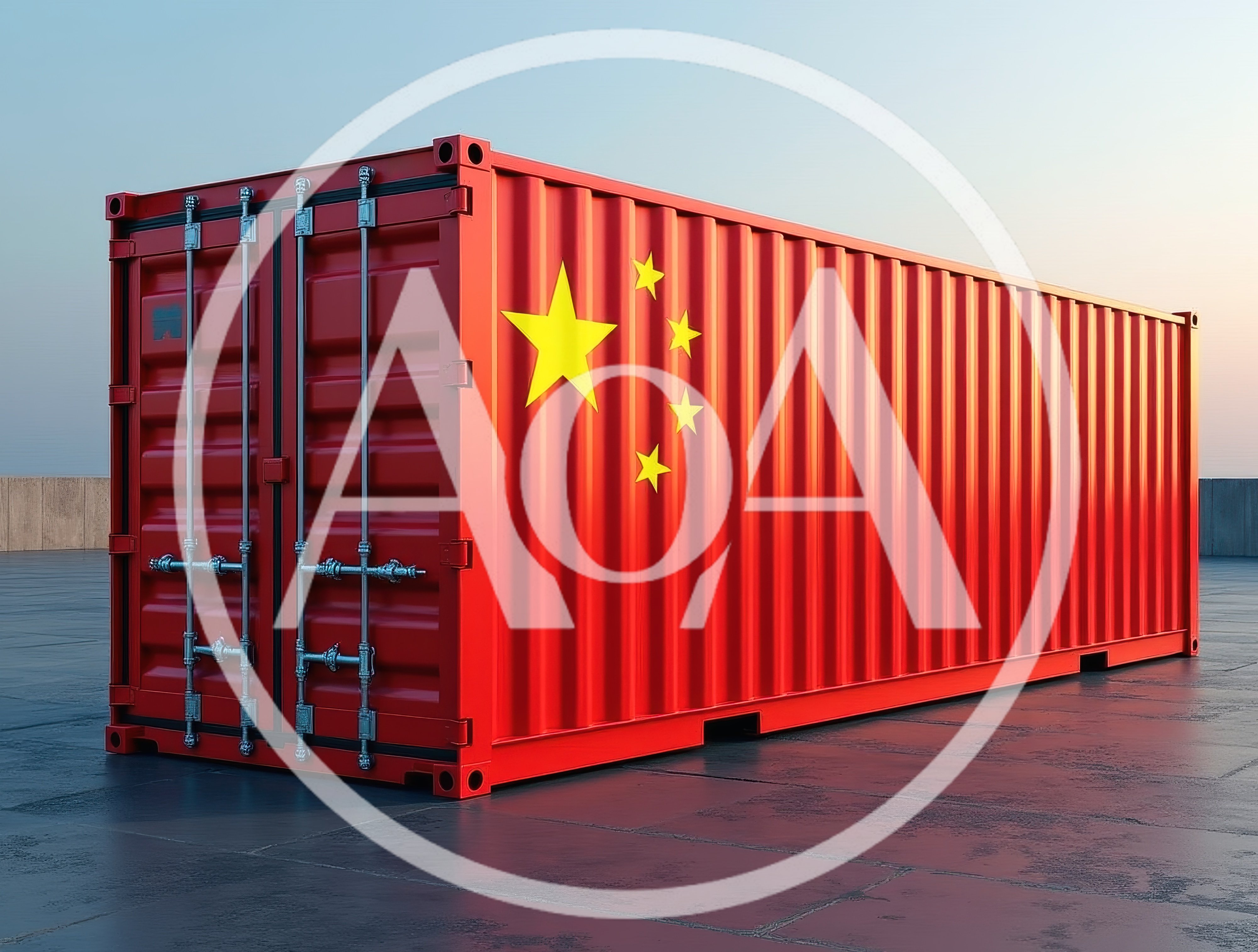 Shipping Container With Chinese Flag Design