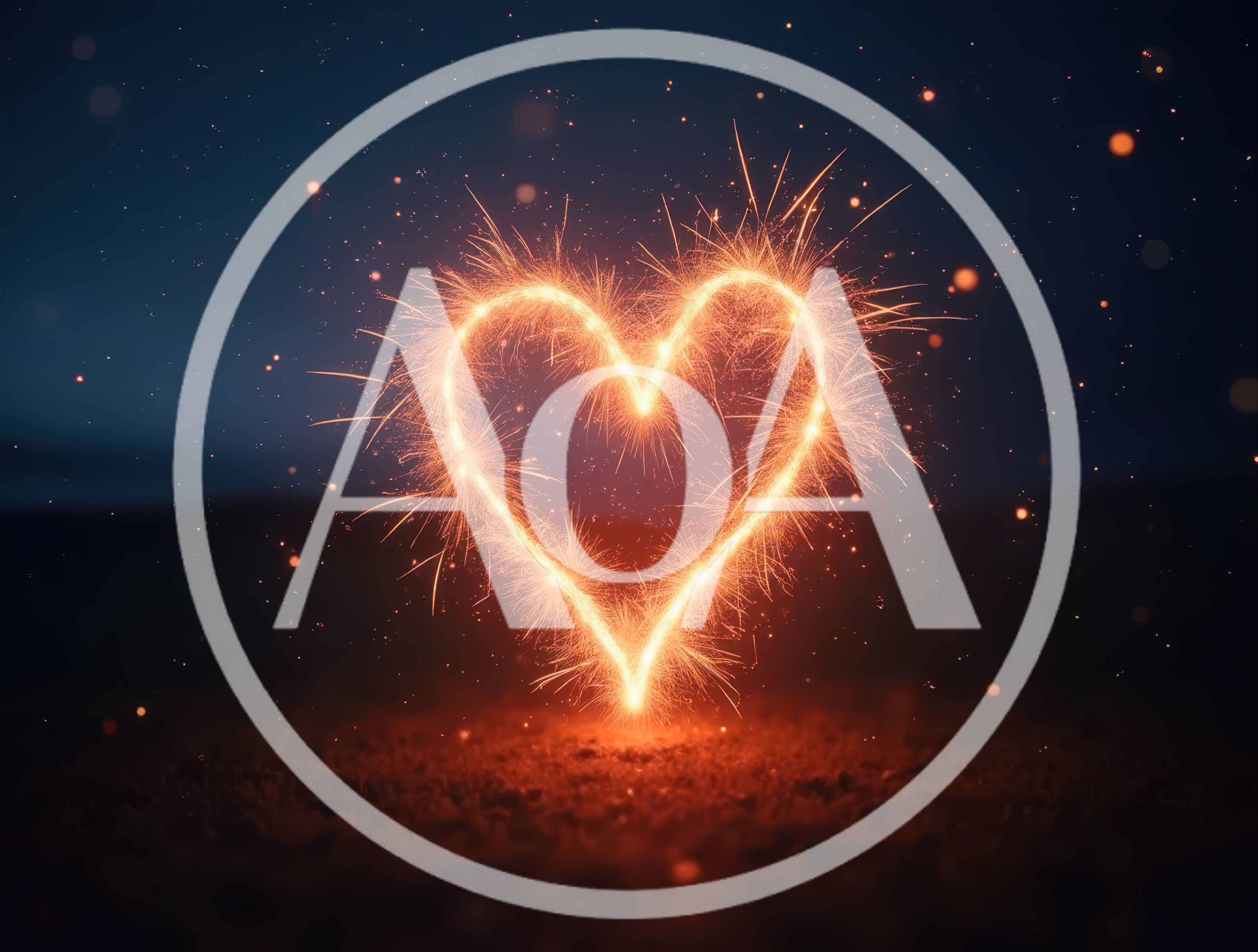 Sparkler Heart Shape Glowing Against Dark Night Sky