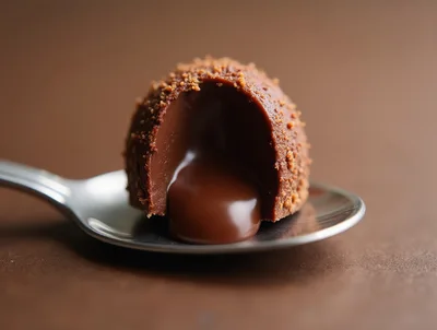 Chocolate Truffle With Molten Center On A Spoon