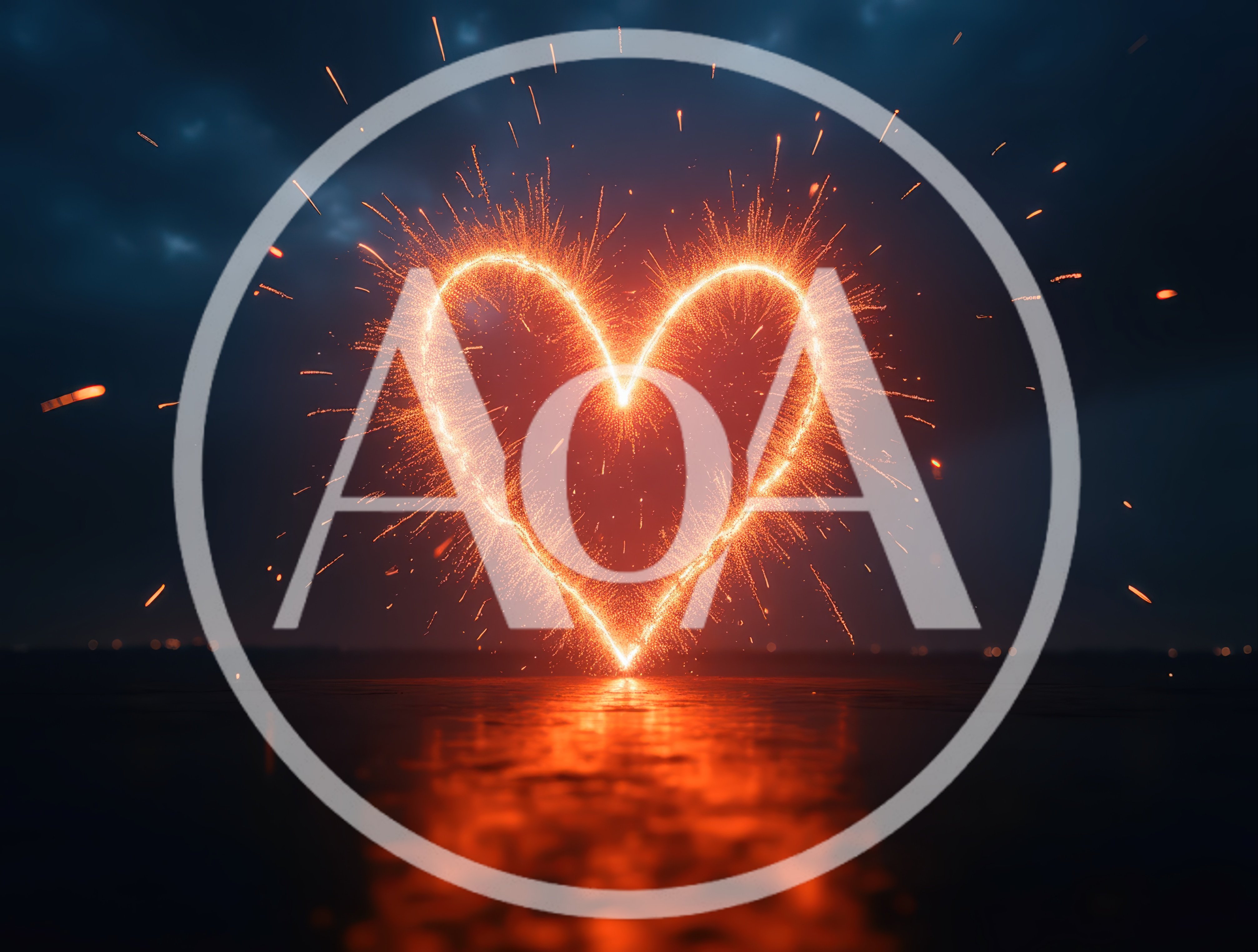 Glowing Heart Shape Made Of Sparkling Fireworks