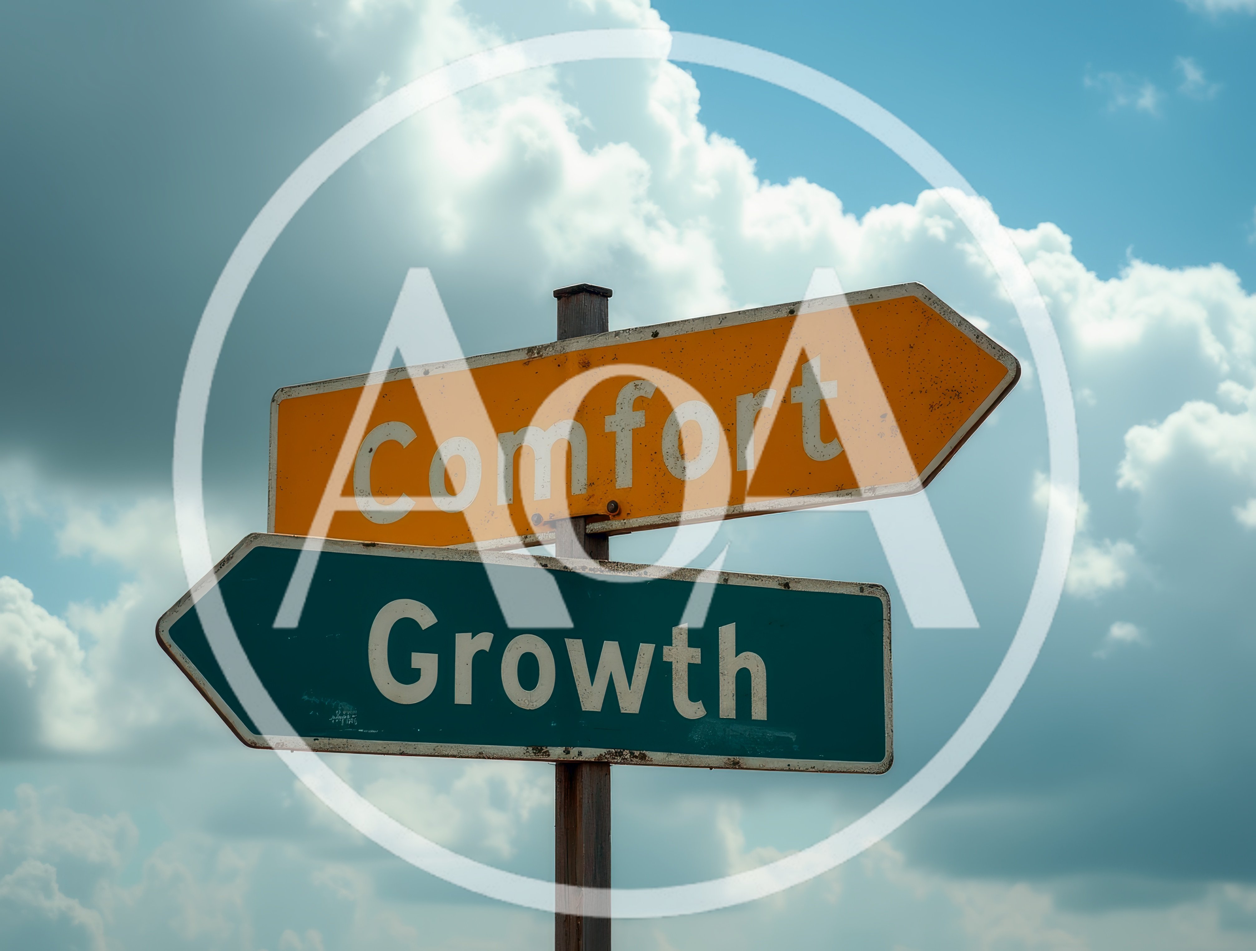 Directional Signpost Pointing Towards Comfort And Growth