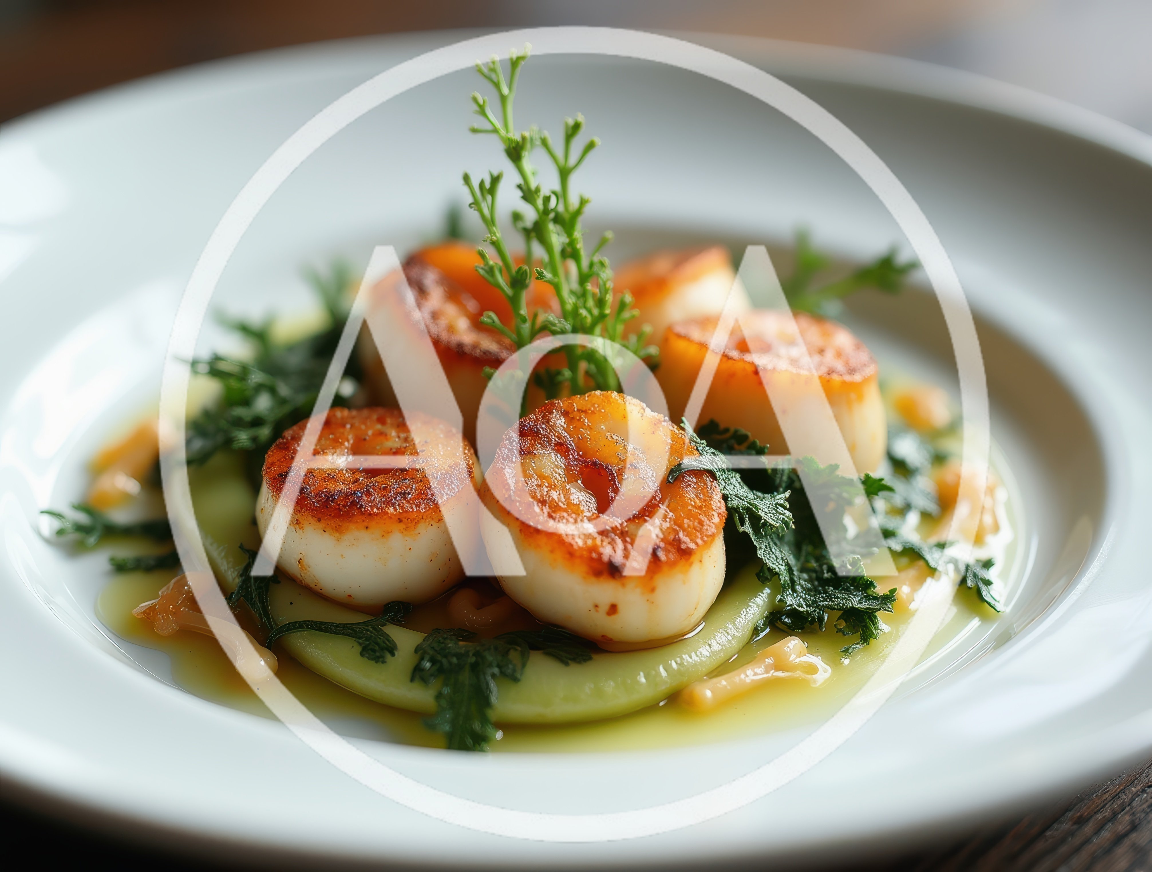 Seared Scallops Served On A Bed Of Puree