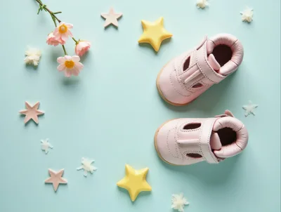 Baby Shoes With Decorative Stars And Flowers