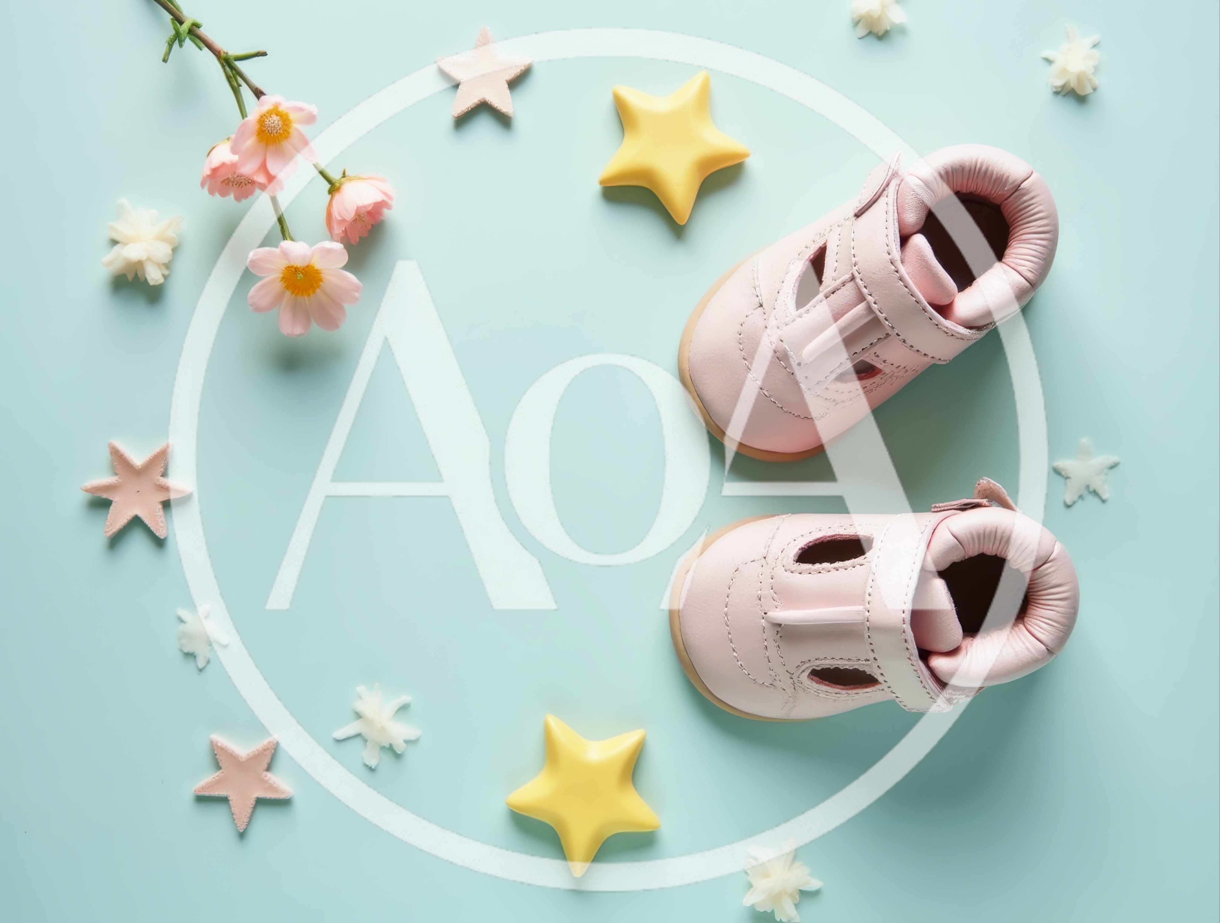 Baby Shoes With Decorative Stars And Flowers