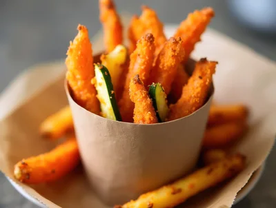 Crispy Sweet Potato Fries In A Paper Cup
