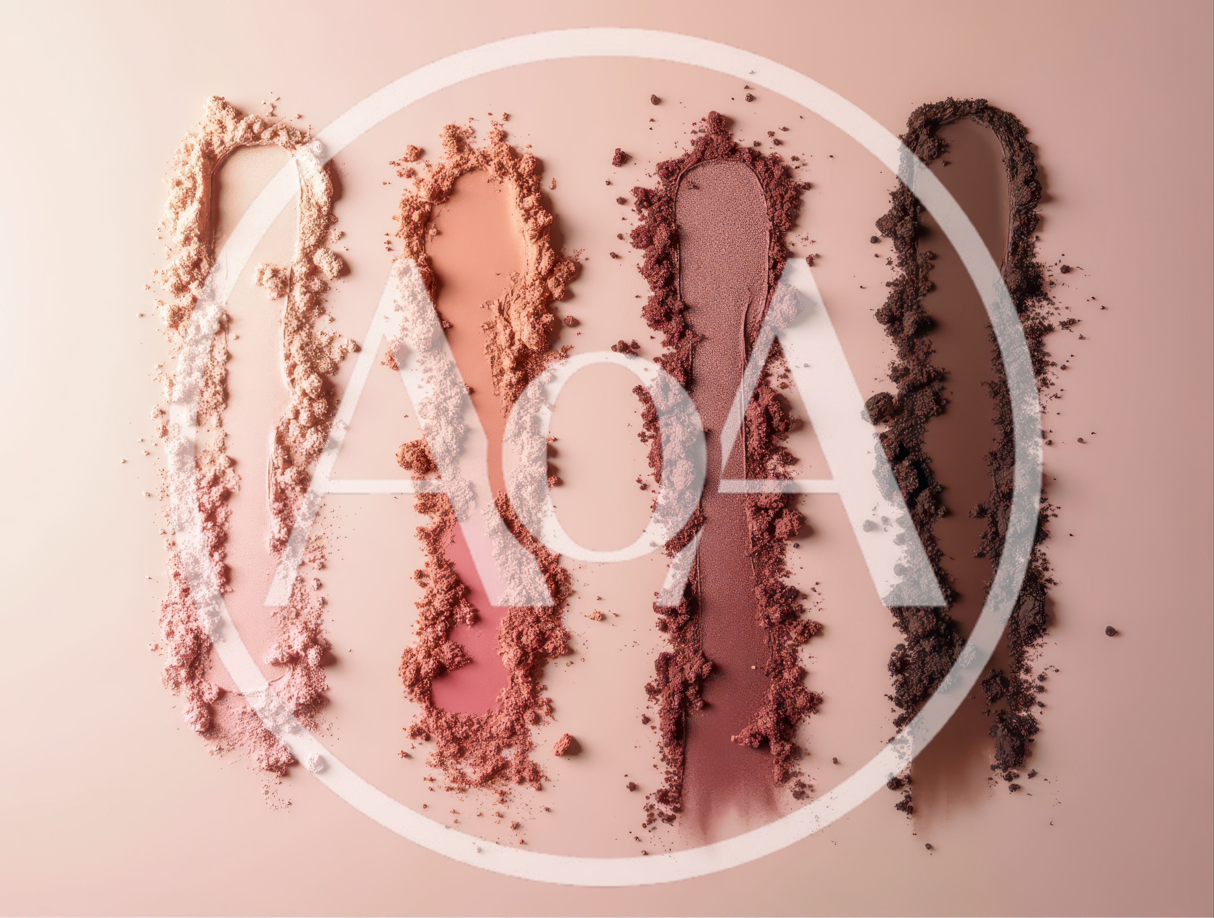 Four Vertical Swatches of Cosmetic Eyeshadow Powder
