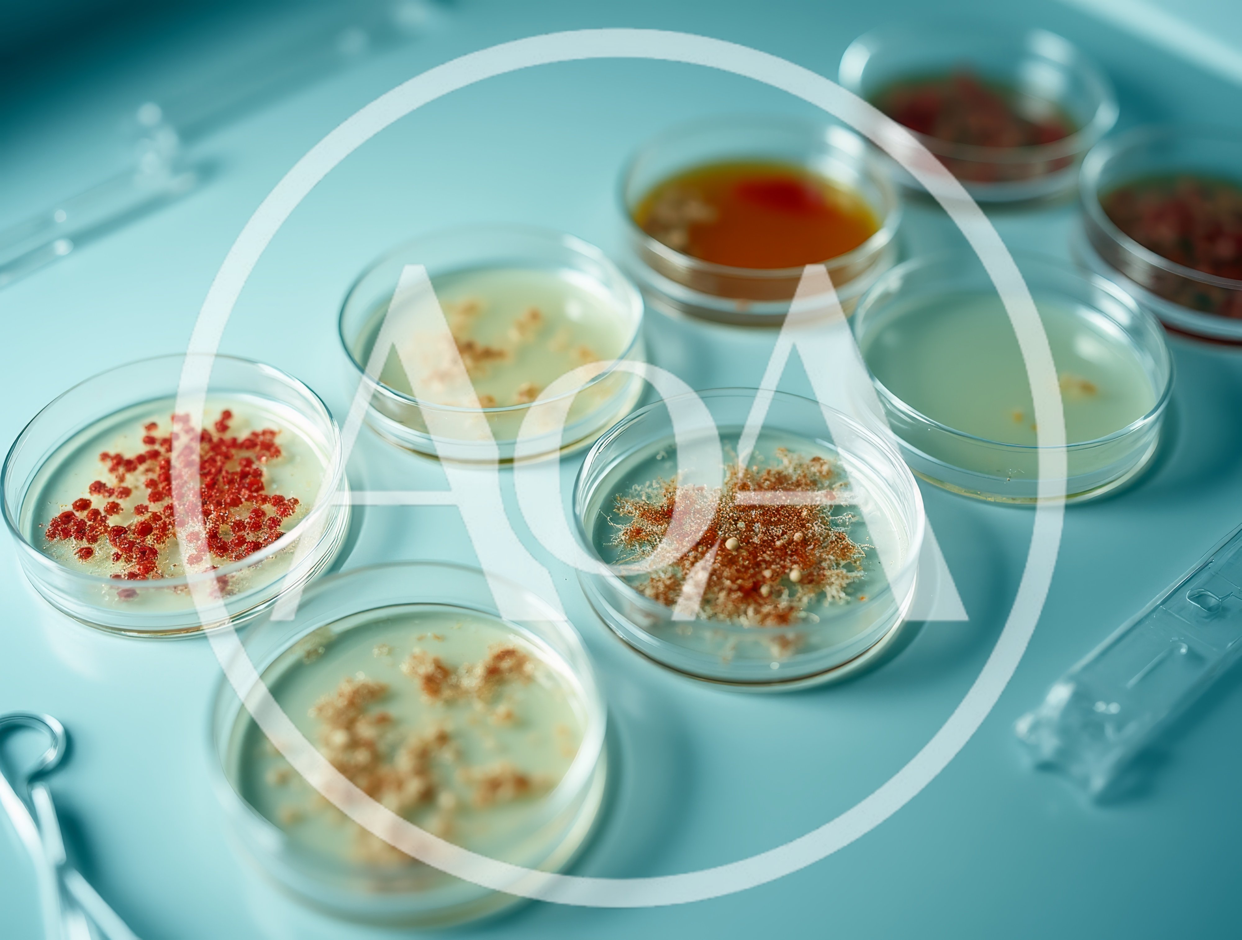 Laboratory Petri Dishes With Bacterial Cultures