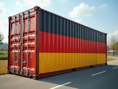 Shipping Container Painted With German Flag Colors