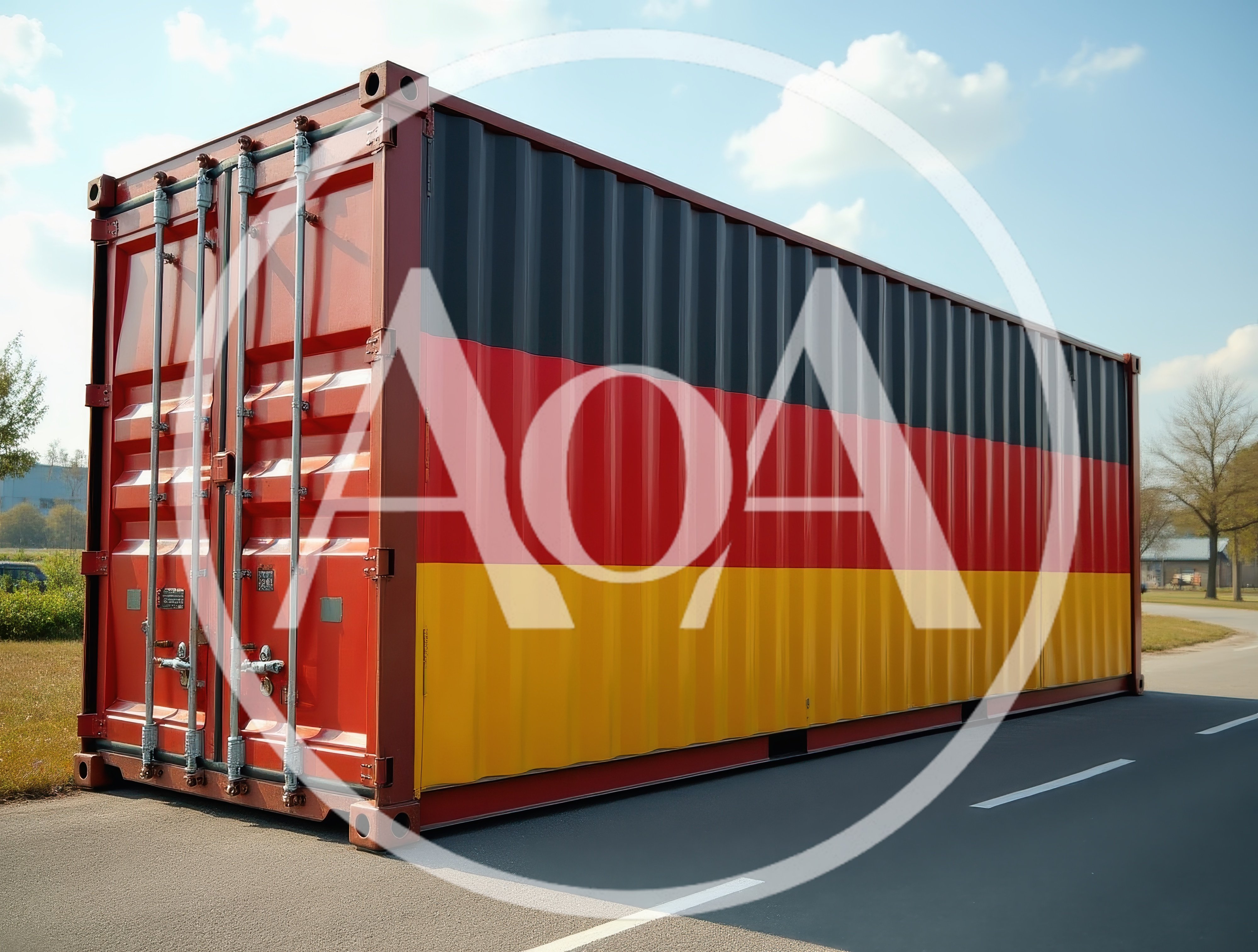 Shipping Container Painted With German Flag Colors