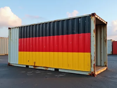 German Flag Painted On A Weathered Shipping Container