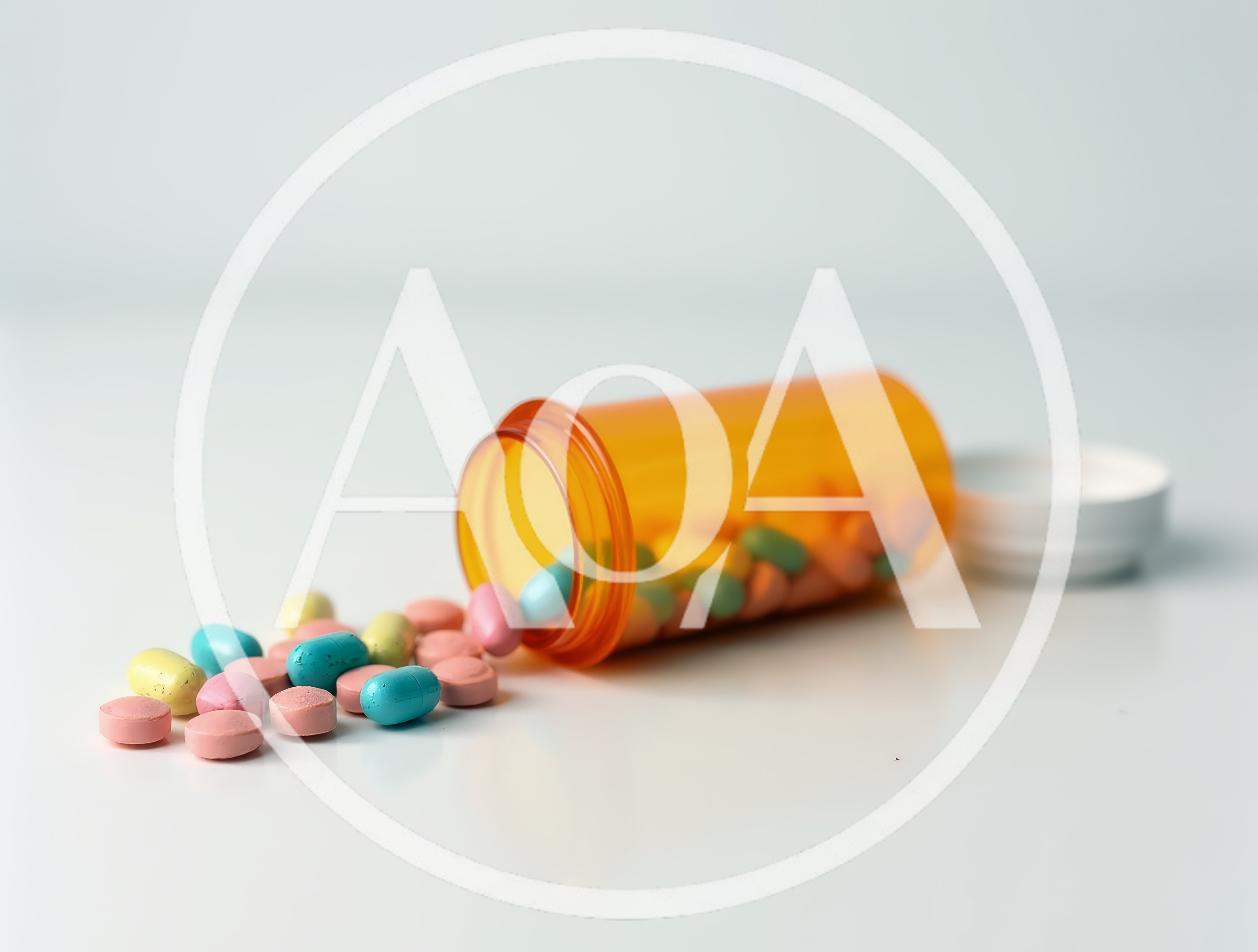 Pill Bottle Spilling Colorful Medication Tablets