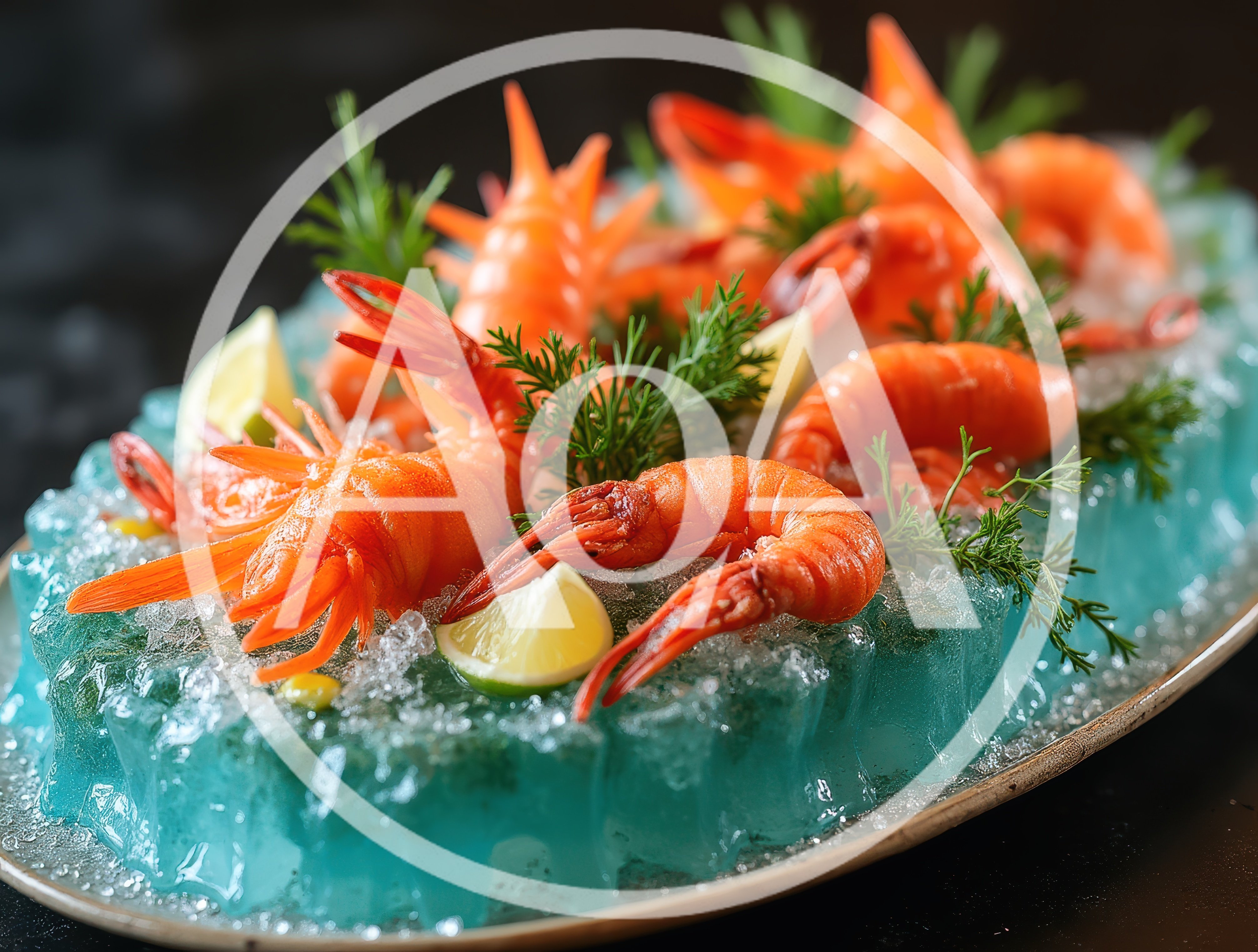 Fresh Cooked Shrimp Platter on Blue Ice