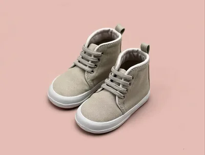 Pair of Beige Canvas Baby Shoes