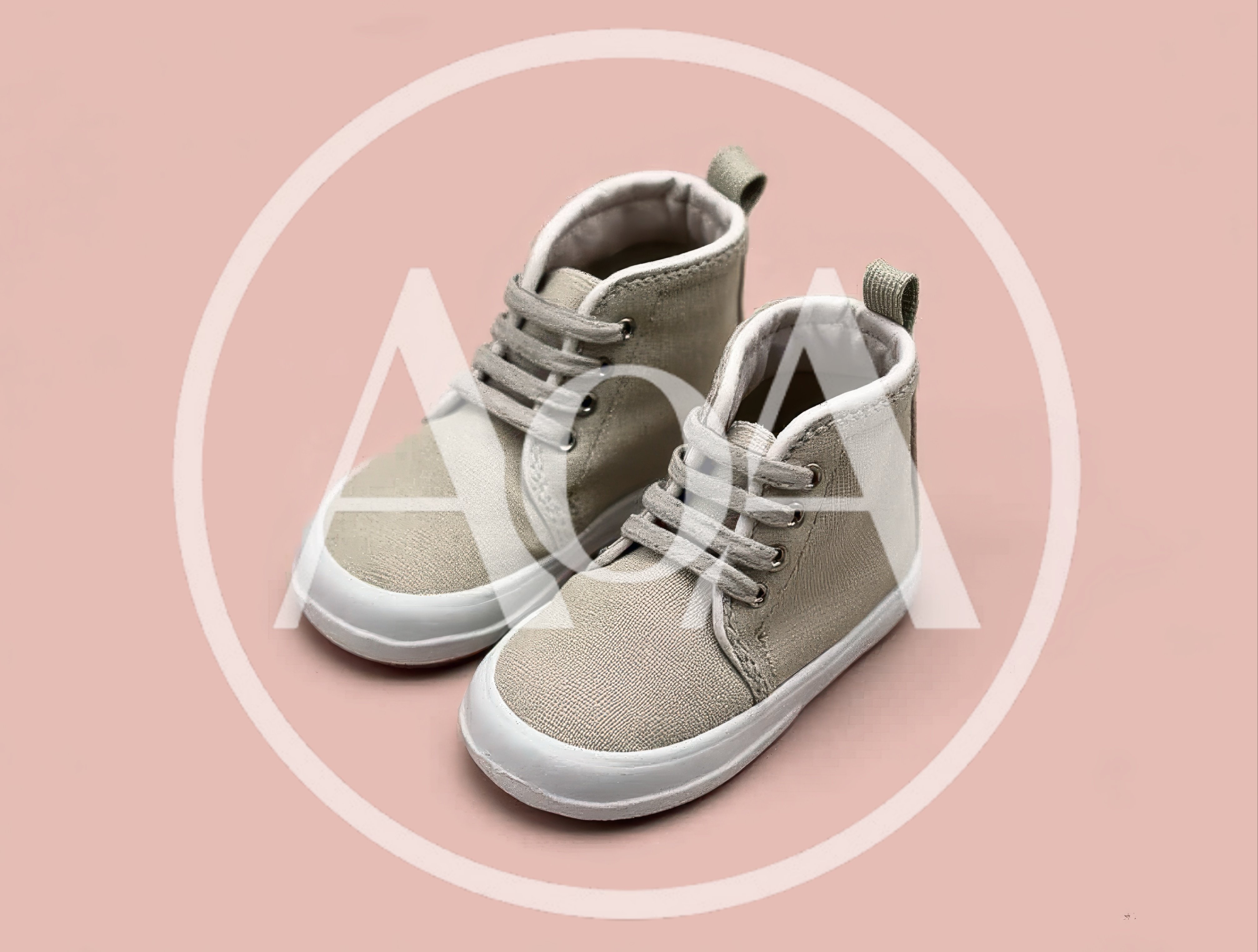 Pair of Beige Canvas Baby Shoes