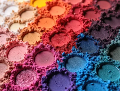 Vibrant Multi-Colored Eyeshadow Makeup Palette Close Up