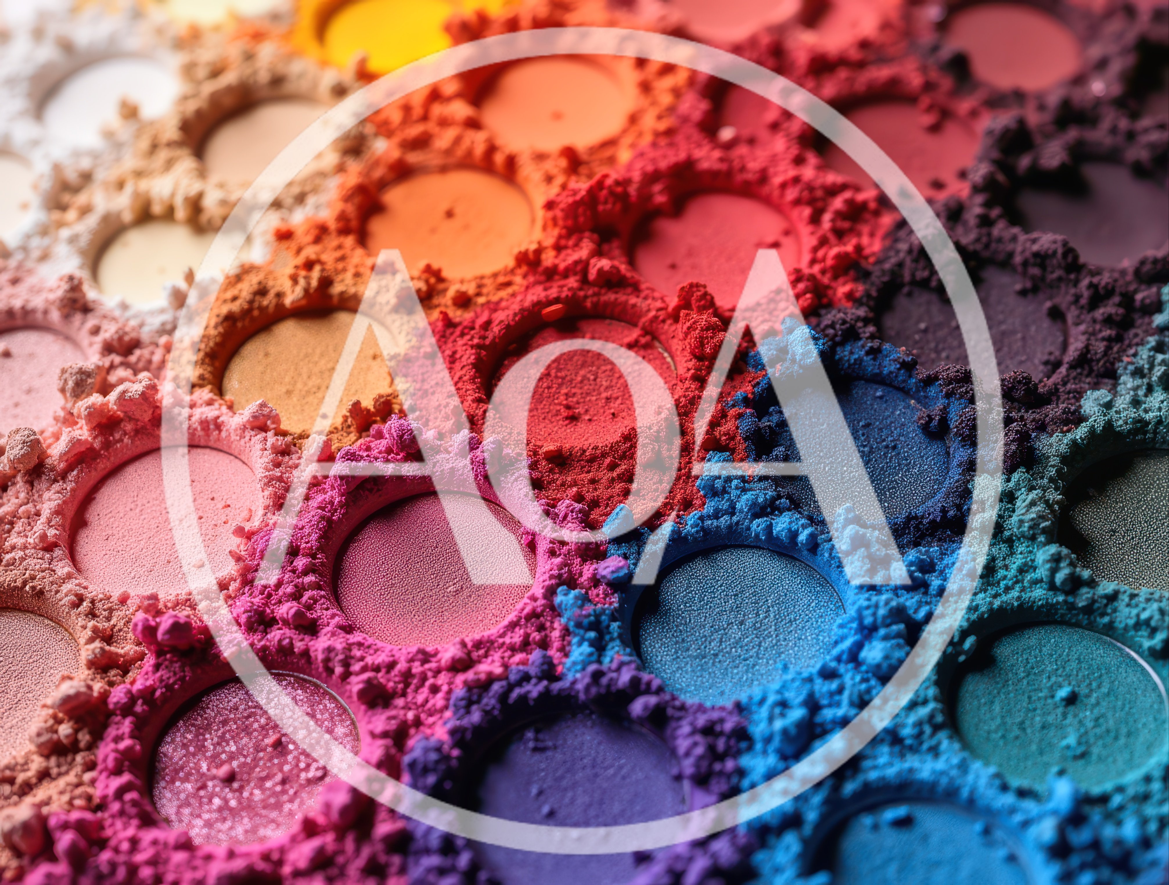 Vibrant Multi-Colored Eyeshadow Makeup Palette Close Up