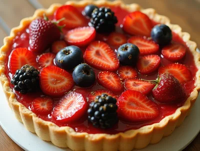 Fresh Fruit Tart With Strawberries And Blackberries