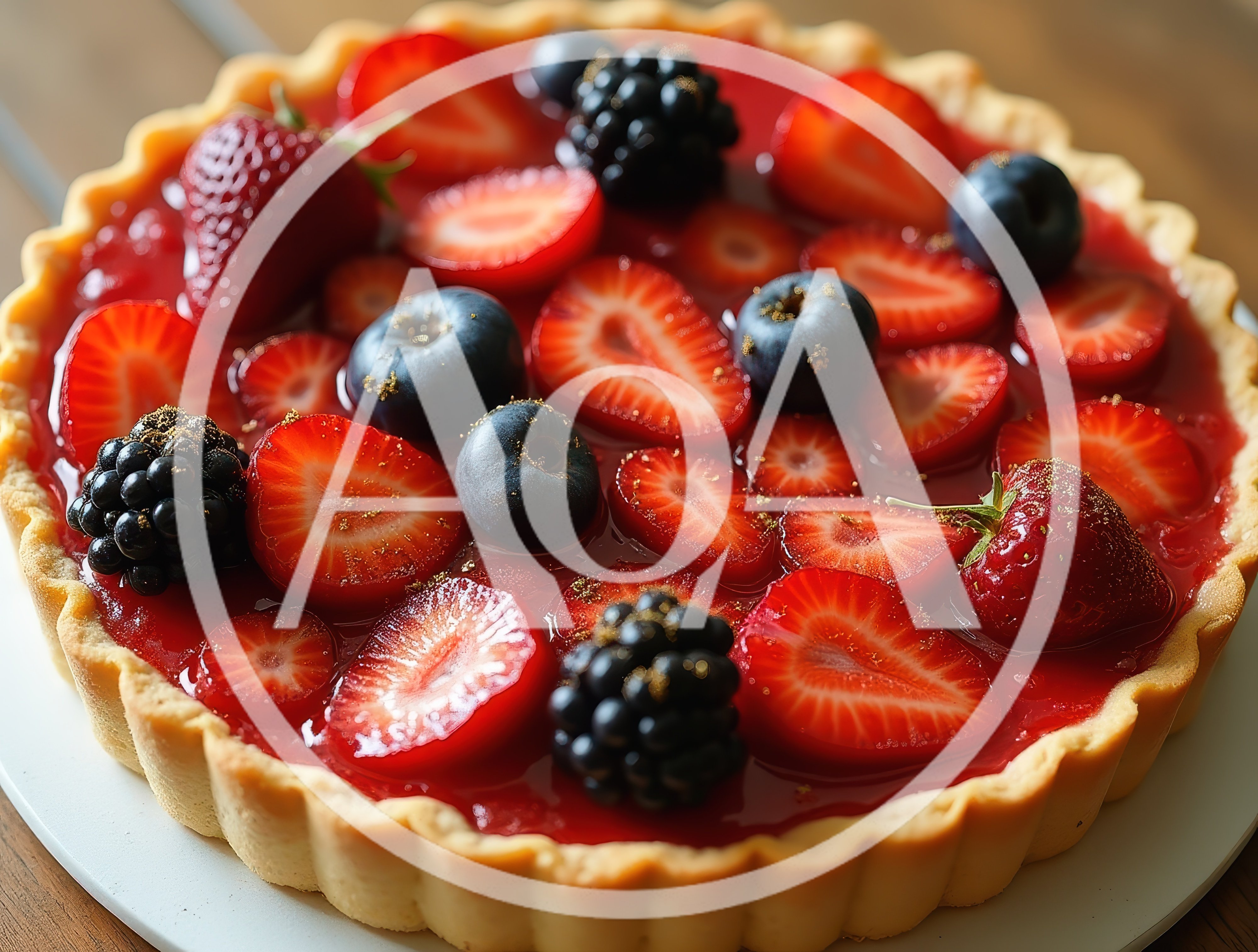 Fresh Fruit Tart With Strawberries And Blackberries