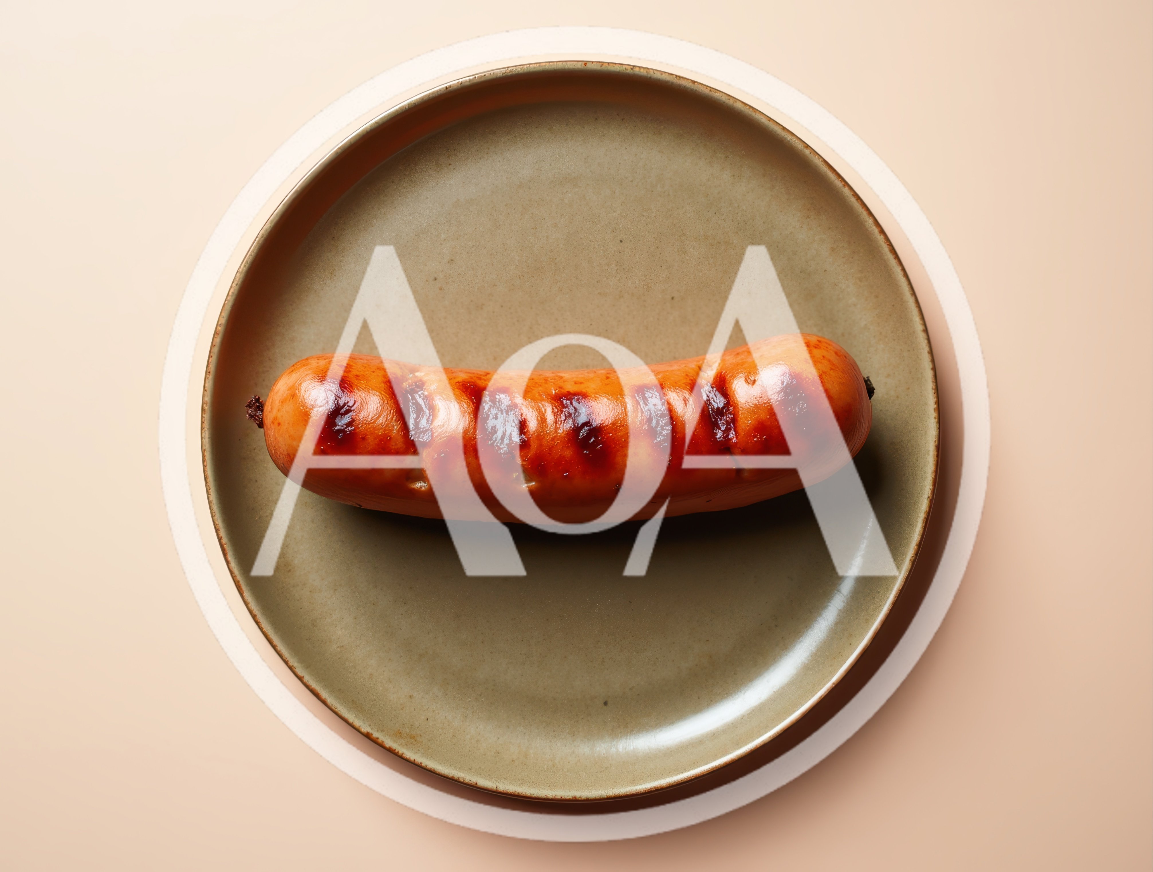 Grilled Sausage Served On A Ceramic Plate