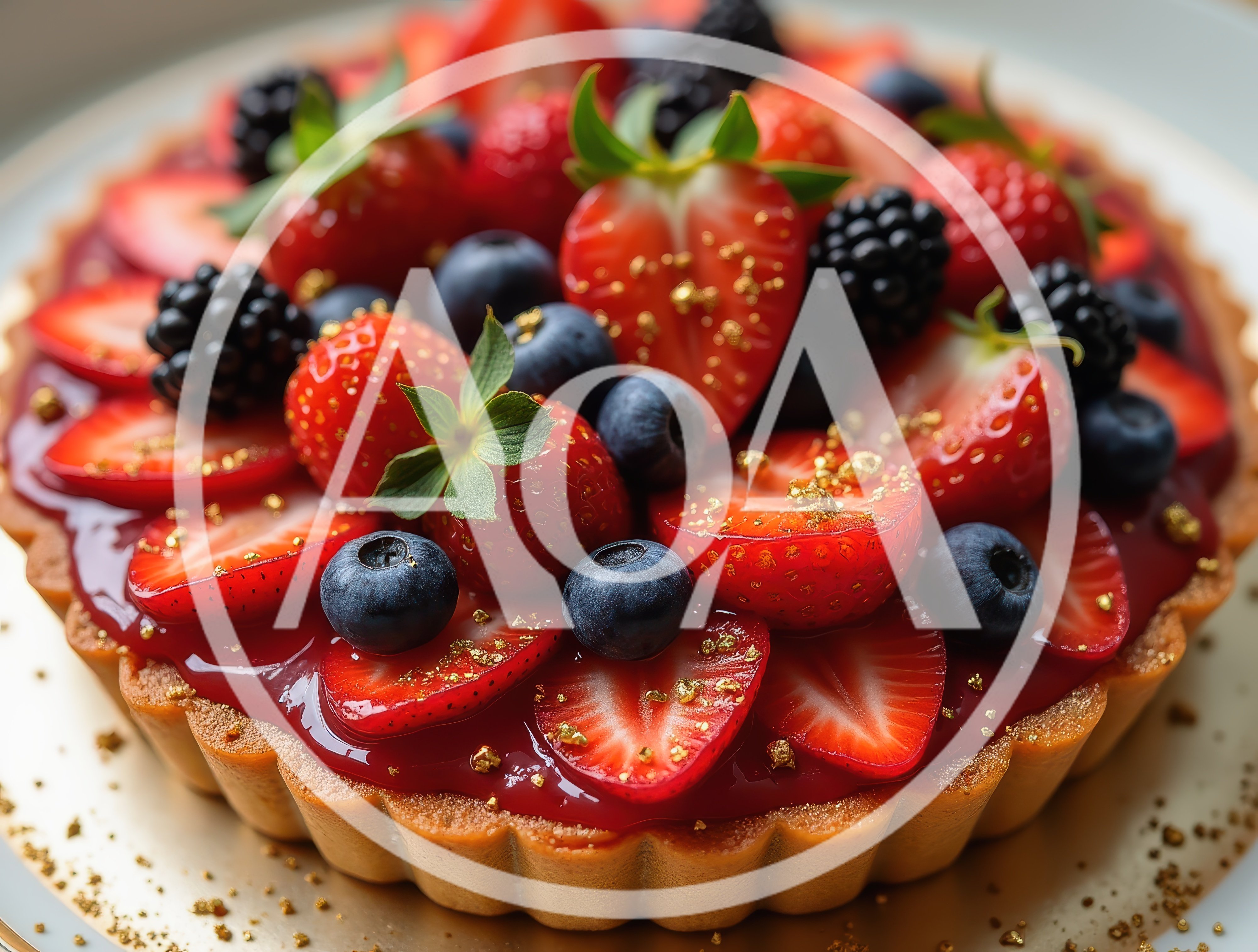 Fresh Fruit Tart With Berries And Edible Gold